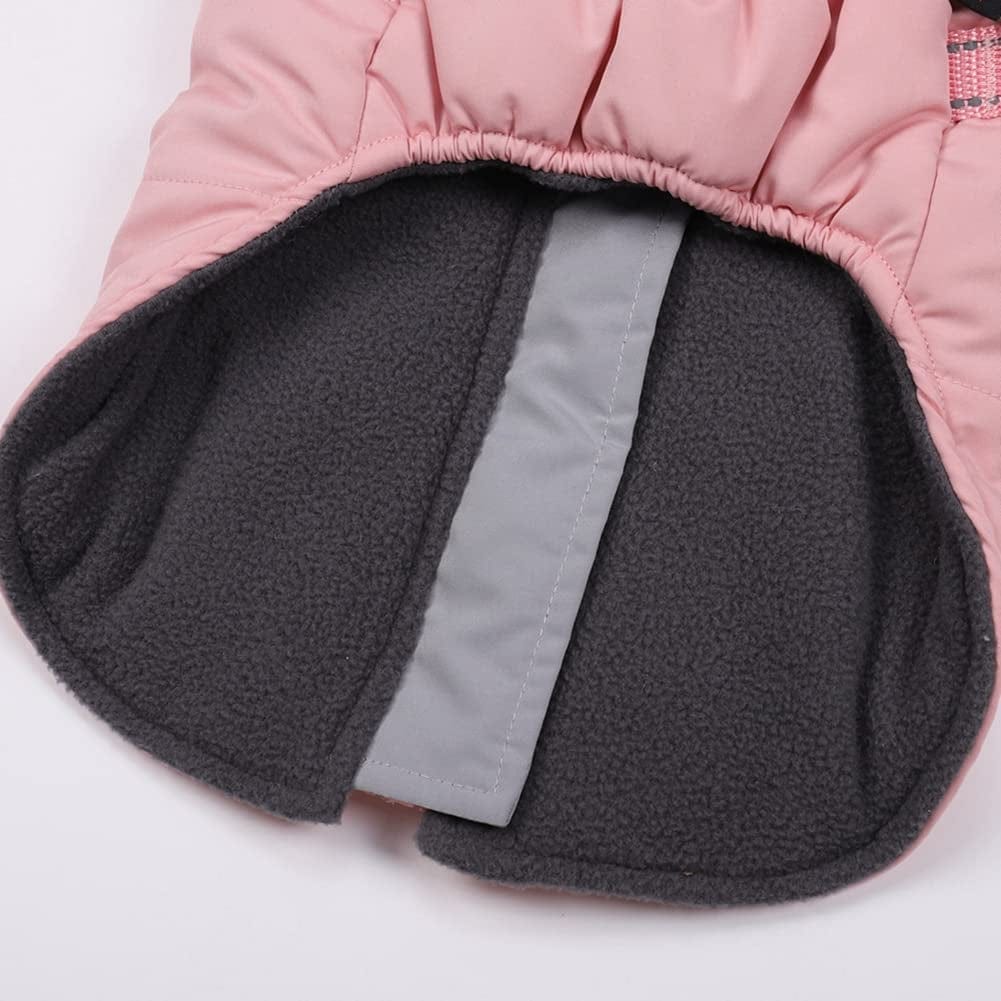 Gyuzh Padded Vest Dog Jacket Warm Zip up Dog Vest Jacket with Harness Winter Small Dog Coat - Dog Clothes for Small Dogs (Pink + Grey, Small) Animals & Pet Supplies > Pet Supplies > Dog Supplies > Dog Apparel Gyuzh   