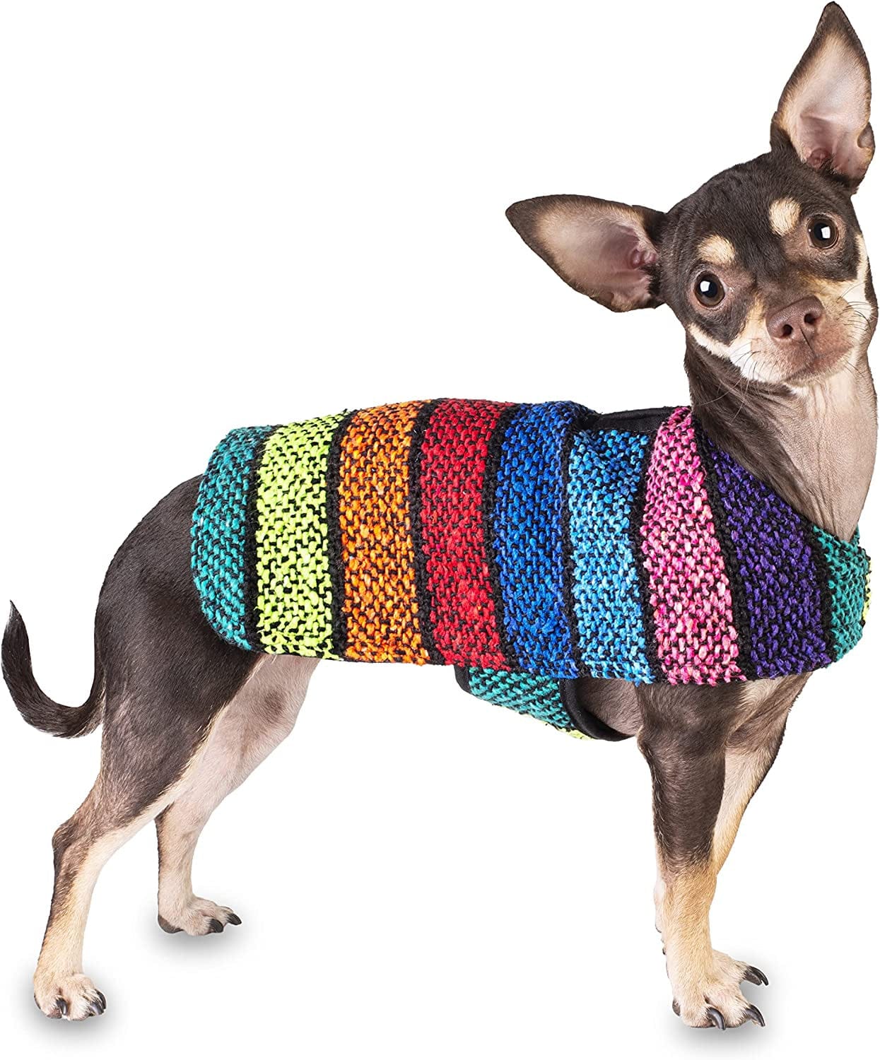 Handmade Dog Poncho from Mexican Southwest Blanket - Dog Clothes - Coat - Costume - Sweater - Vest (Southwestern, X-Small) Animals & Pet Supplies > Pet Supplies > Dog Supplies > Dog Apparel Baja Ponchos Multi Color XX-Small 