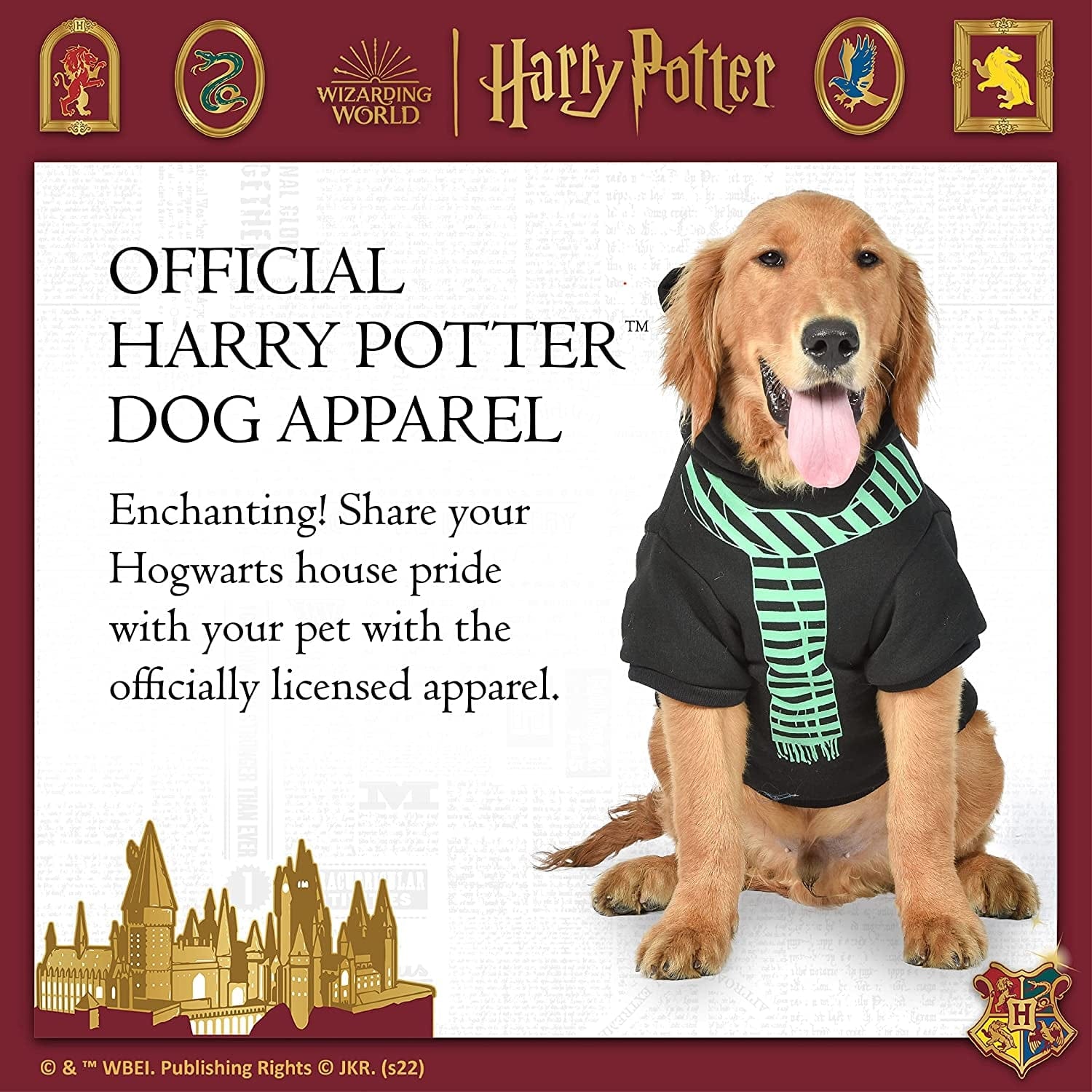 HARRY POTTER Slytherin Pet Hoodie with Faux Scarf X Large