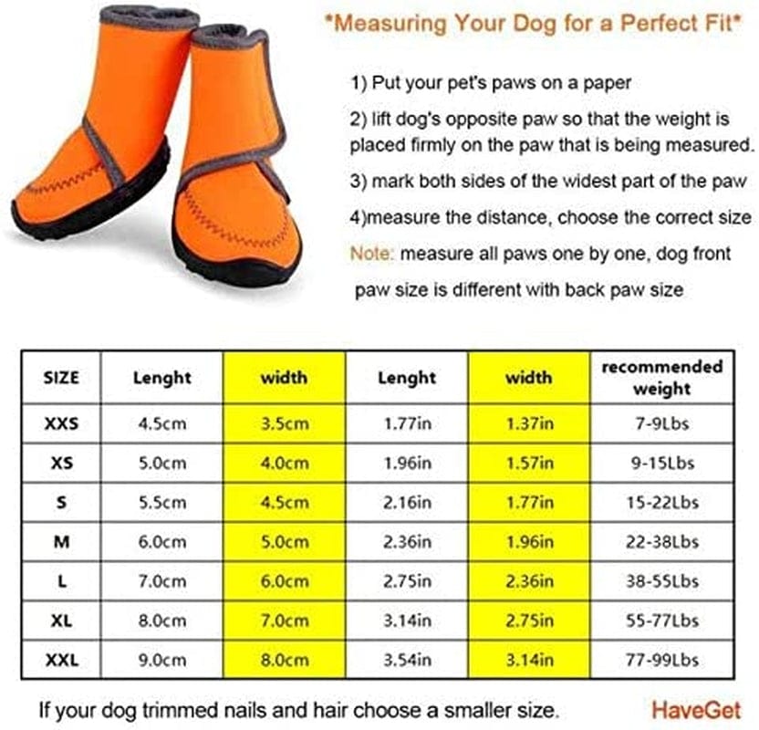 Haveget Waterproof Dog Shoes Fluorescent Orange Dog Boots Adjustable Straps and Rugged Anti-Slip Sole Paw Protectors for All Weather Comfortable Easy to Wear Suitable for Large Dog (XXL) Animals & Pet Supplies > Pet Supplies > Dog Supplies > Dog Apparel HaveGet   