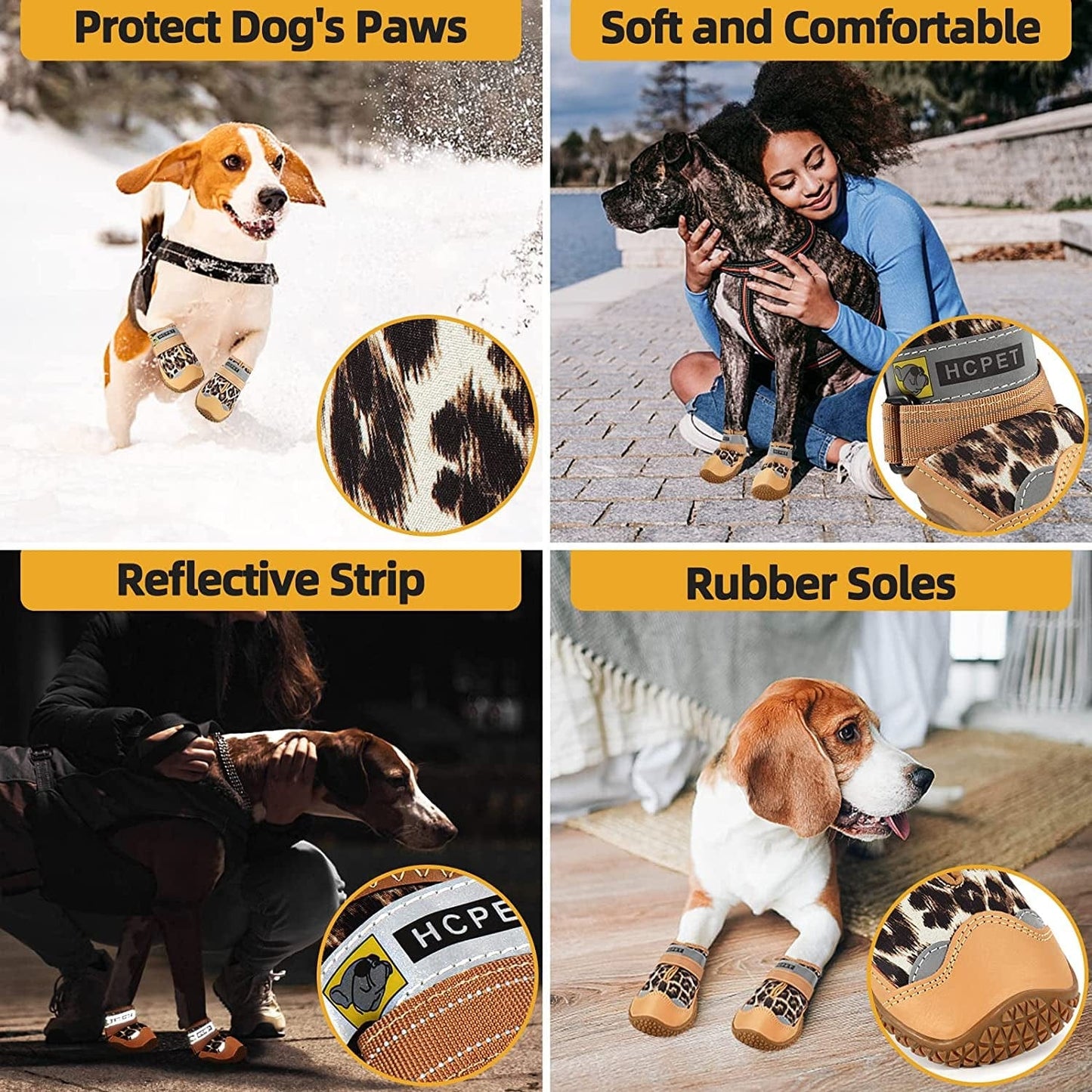 Hcpet 2PCS Dog Boots for Hot Pavement Breathable Dog Shoes for Medium Large Dogs, Anti-Slip Puppy Booties Paw Protector with Reflective Straps Animals & Pet Supplies > Pet Supplies > Dog Supplies > Dog Apparel Hcpet   