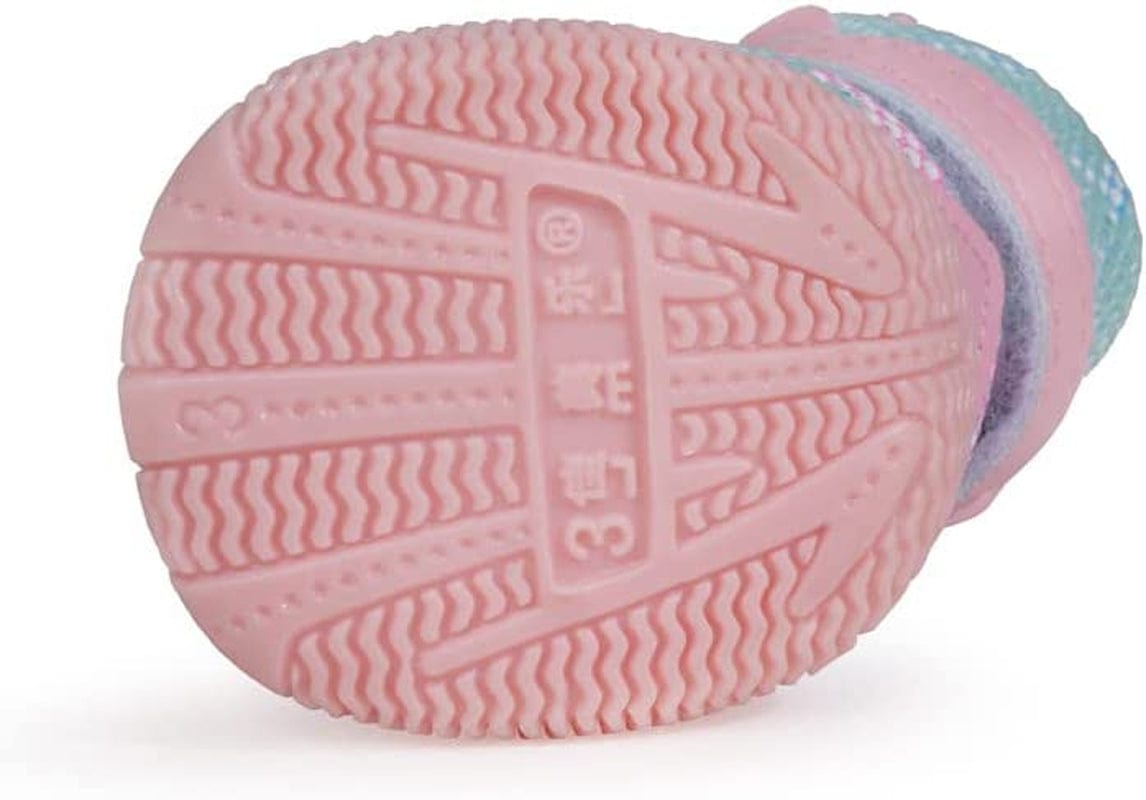 Hdwk&Hped Small Dog Boots, Breathable Mesh Summer Dog Shoes Pink Stylish PU Dog Girl Booties with Durable Non-Slip Rubber Sole (Fluorescent Style - Pink, #4 (10~15Lb)) Animals & Pet Supplies > Pet Supplies > Dog Supplies > Dog Apparel Hdwk&Hped   