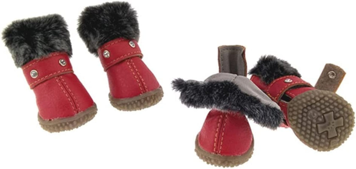 Hdwk&Hped Warm Dog Snow Boots Waterproof PU Small Dog Boots Anti-Slip Pet Shoes Paw Protector for Winter 2 Styles #1-#5 (Rhinestone Style - Red, #5) Animals & Pet Supplies > Pet Supplies > Dog Supplies > Dog Apparel Hdwk&Hped   