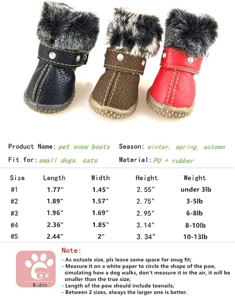 Hdwk&Hped Warm Dog Snow Boots Waterproof PU Small Dog Boots Anti-Slip Pet Shoes Paw Protector for Winter 2 Styles #1-#5 (Rhinestone Style - Red, #5) Animals & Pet Supplies > Pet Supplies > Dog Supplies > Dog Apparel Hdwk&Hped   
