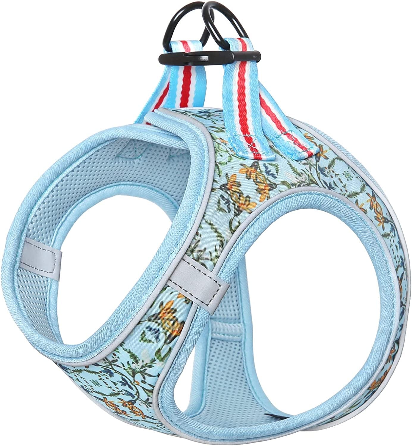 HEELE Dog Harness, No Pull Puppy Harness Adjustable Breathable Soft Padded Vest, Reflective Outdoor Pet Mesh Fabric Vest Animals & Pet Supplies > Pet Supplies > Dog Supplies > Dog Apparel HEELE Cyan print Large 