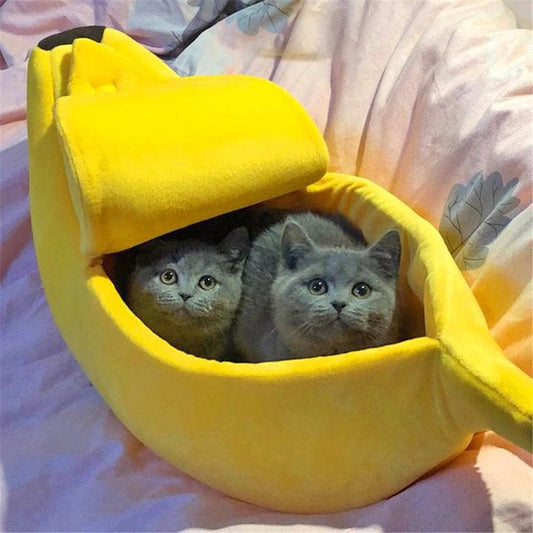 〖Hellobye〗Small Pet Bed Banana Shape Fluffy Warm Soft Plush Breathable Bed Banana Cat Bed Animals & Pet Supplies > Pet Supplies > Cat Supplies > Cat Beds Hellobye   