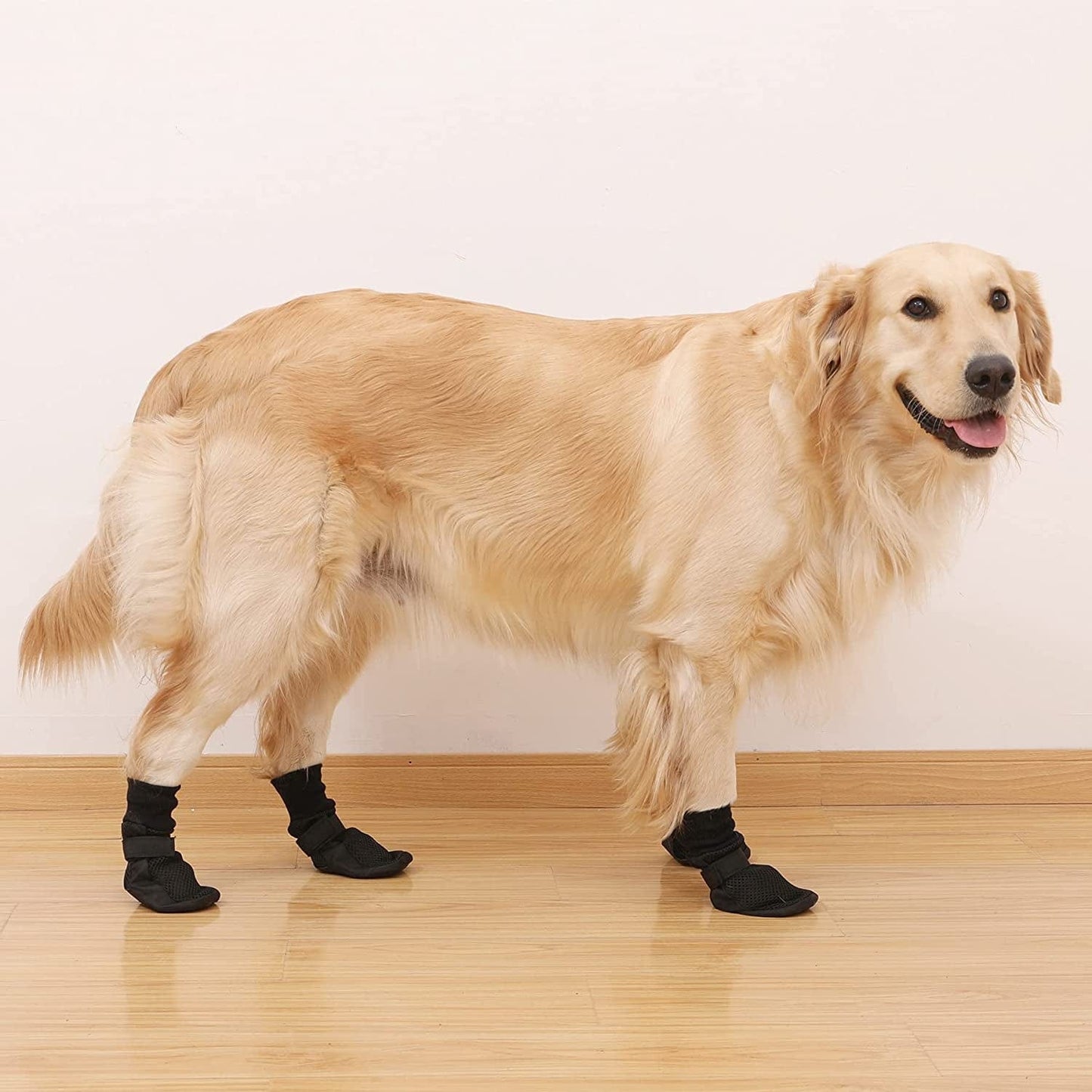 Hiado Dog Shoes Boots with Mesh Nonslip Rubber Soles to Protect Hardwood Floor and Prevent Scratching Licking Black XXS