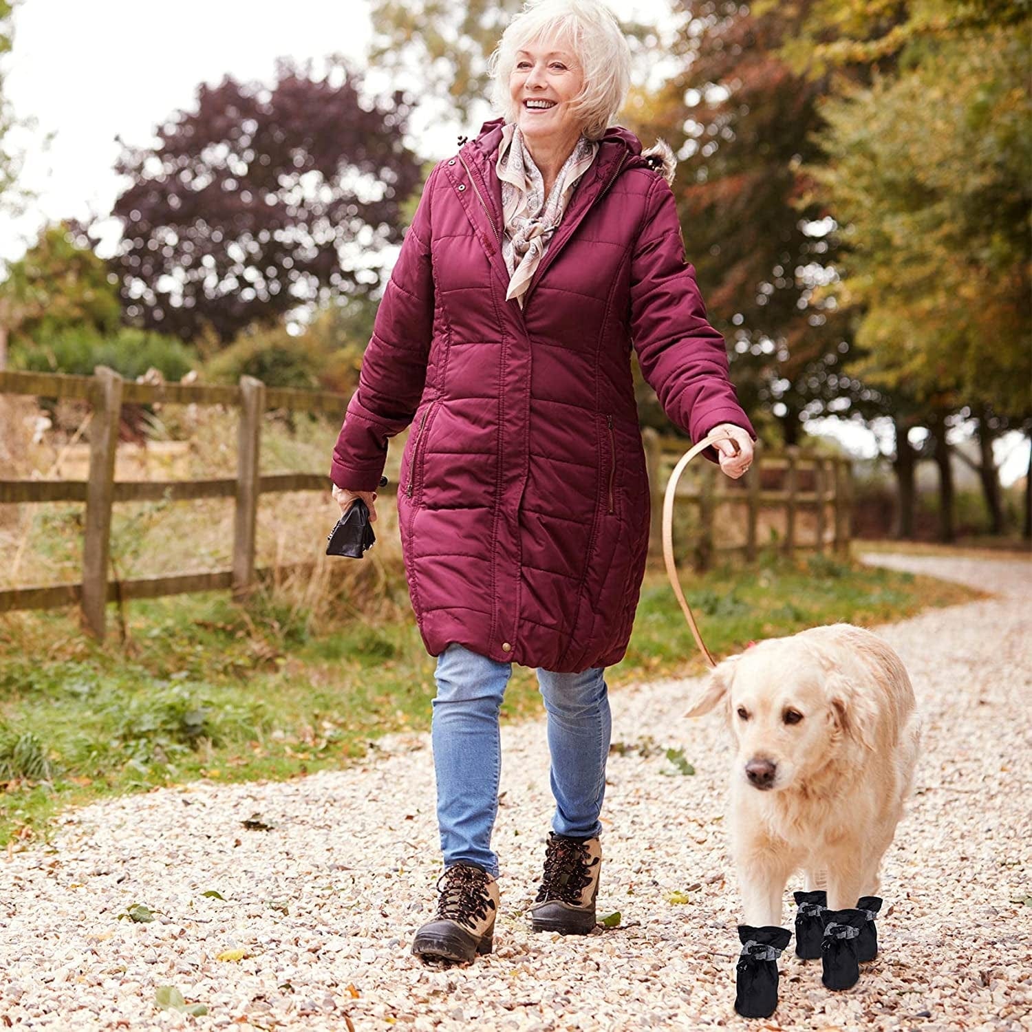 HINZIC 2 Sets Anti-Slip Dog Boots 8PCS Waterproof Dog Shoes with Reflective Straps Dog Paw Protectors Pet Supplies Accessories for Indoor Outdoor Walking Stop Scratching Medium- Pink/Black Animals & Pet Supplies > Pet Supplies > Dog Supplies > Dog Apparel HINZIC   