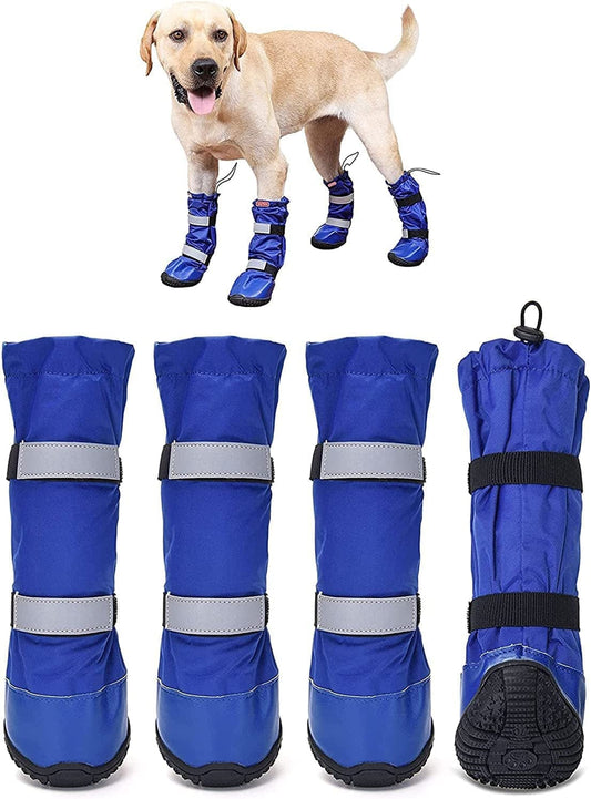 Hipaw Outdoor Dog Boots Winter Dog Shoes Nonslip for Snow Rain Animals & Pet Supplies > Pet Supplies > Dog Supplies > Dog Apparel Hipaw Blue L ( Insole width: 2.76" ) 