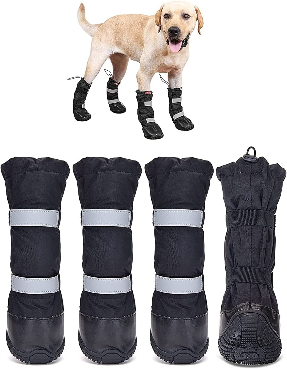 Hipaw Outdoor Dog Boots Winter Dog Shoes Nonslip for Snow Rain Animals & Pet Supplies > Pet Supplies > Dog Supplies > Dog Apparel Hipaw Black L ( Insole width: 2.76" ) 