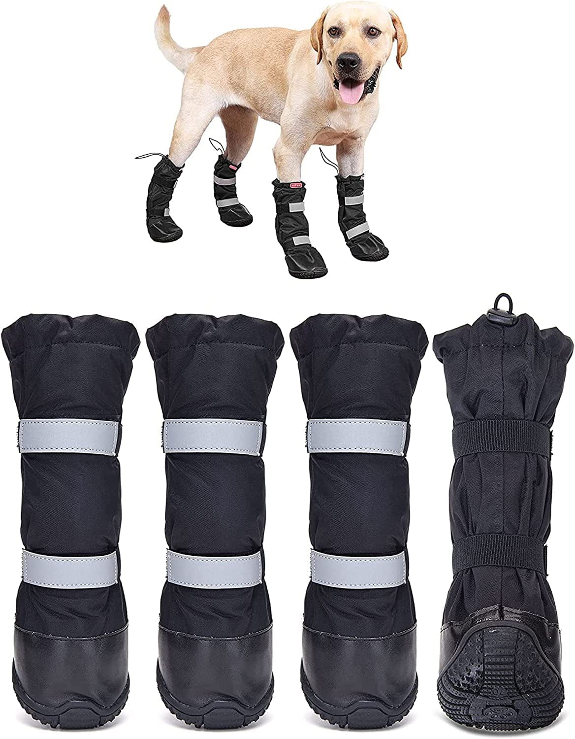 Hipaw Outdoor Dog Boots Winter Dog Shoes Nonslip for Snow Rain Animals & Pet Supplies > Pet Supplies > Dog Supplies > Dog Apparel Hipaw Black XS ( Insole width: 1.93" ) 