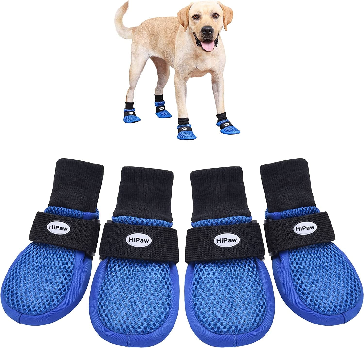 Hipaw Summer Breathable Dog Boots Nonslip Sole Paw Protector for Hardwood Floor Animals & Pet Supplies > Pet Supplies > Dog Supplies > Dog Apparel HiPaw Blue Small ( Insole: 2.15"W ) 