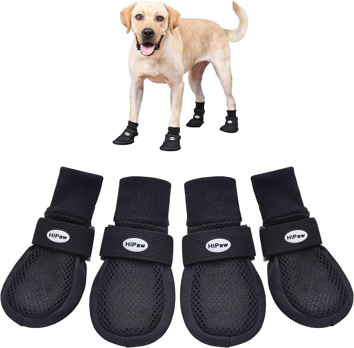 Hipaw Summer Breathable Dog Boots Nonslip Sole Paw Protector for Hardwood Floor Animals & Pet Supplies > Pet Supplies > Dog Supplies > Dog Apparel HiPaw Black Medium ( Insole: 2.35"W ) 