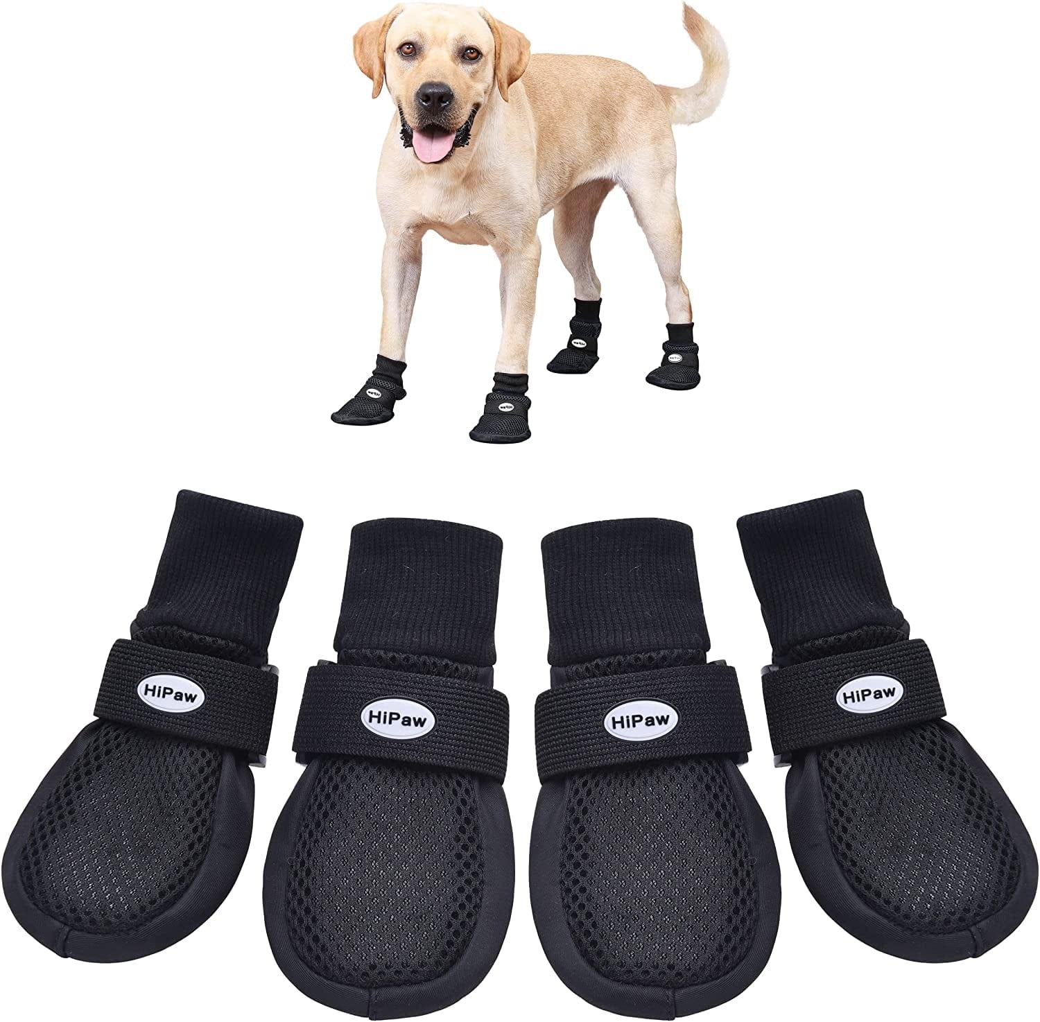 Hipaw Summer Breathable Dog Boots Nonslip Sole Paw Protector for Hardwood Floor Animals & Pet Supplies > Pet Supplies > Dog Supplies > Dog Apparel HiPaw Black Medium ( Insole: 2.35"W ) 