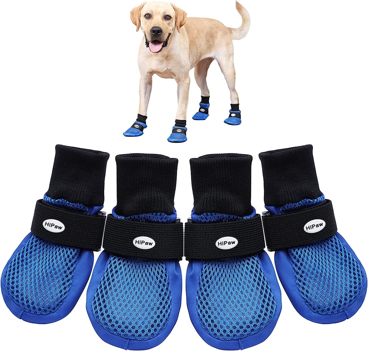 Hipaw Summer Breathable Dog Boots Nonslip Sole Paw Protector for Hardwood Floor Animals & Pet Supplies > Pet Supplies > Dog Supplies > Dog Apparel HiPaw Blue Large ( Insole: 2.55"W ) 