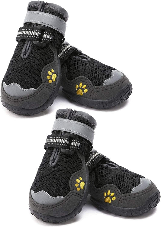 Hipaw Summer Dog Boots, Breathable Dog Bootie, Nonslip Dog Shoes Paw Protector for Hot Pavement (Black) Animals & Pet Supplies > Pet Supplies > Dog Supplies > Dog Apparel Hipaw Black Size 2 ( Insole Width 1.6" ) 