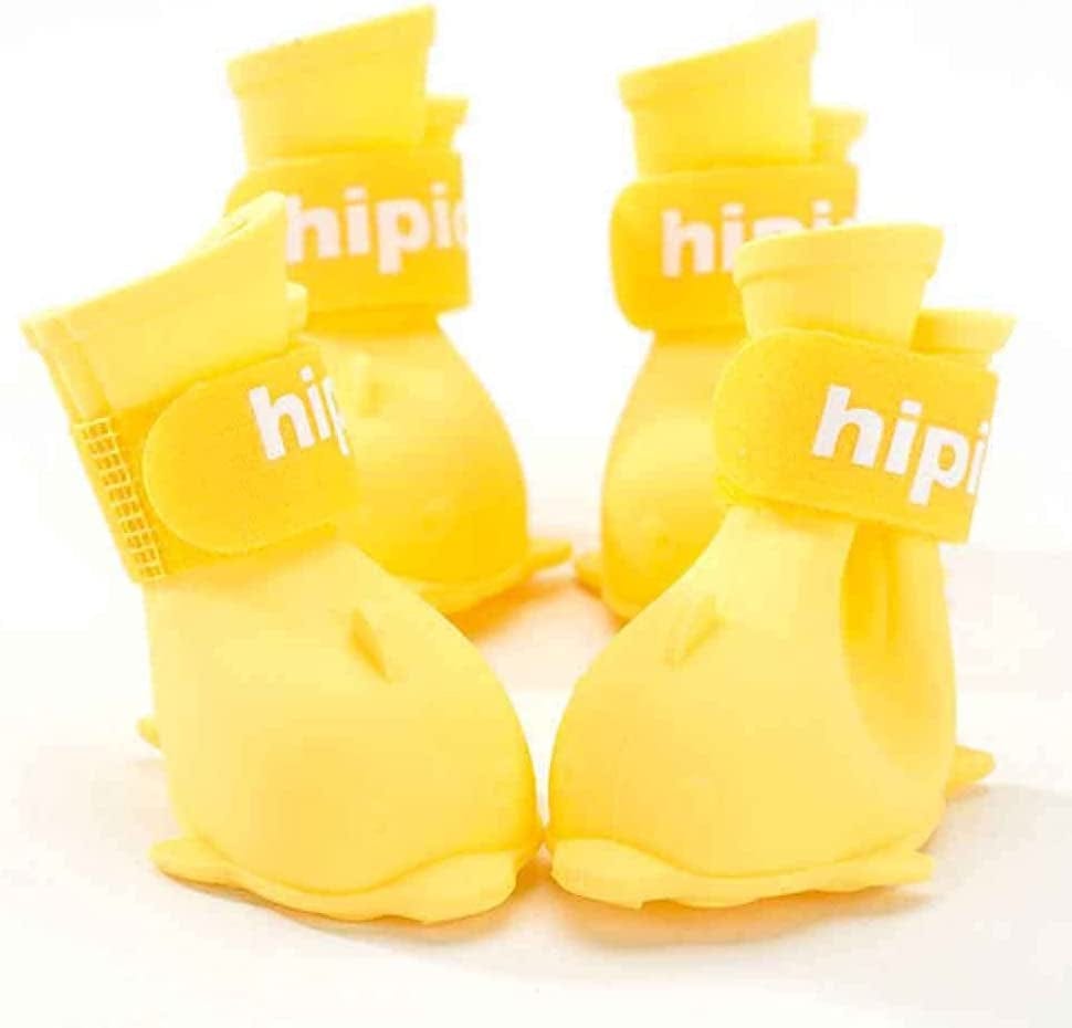 Houchu Waterproof Dog Boots Dolphin Shape Cute Candy Colors Dog Shoes Adjustable Paw Protector Non-Slip Rain Shoes Pet Boots(S,Pink) Animals & Pet Supplies > Pet Supplies > Dog Supplies > Dog Apparel Houchu Yellow Medium 