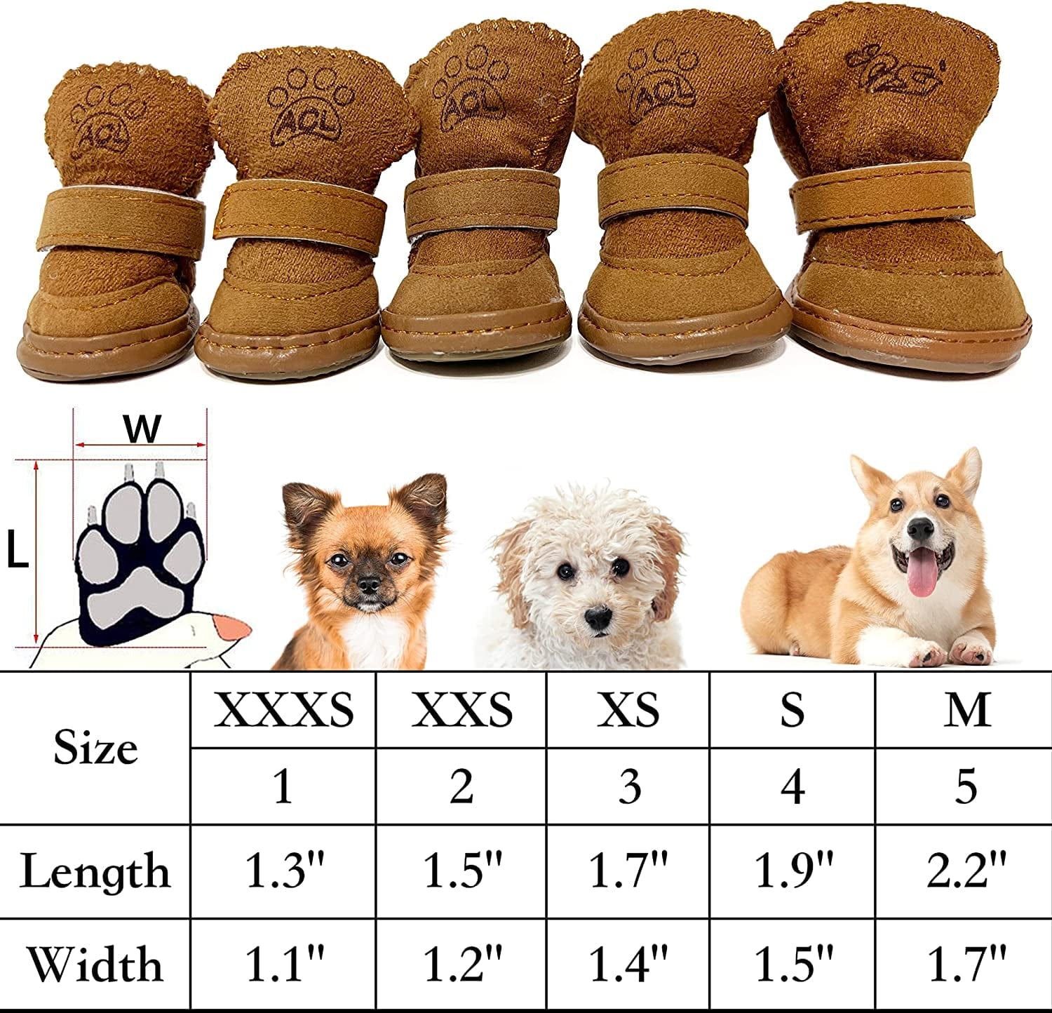 HPWFHPLF Dog Boots, Dog Shoes for Small Dogs Chihuahua, Anti-Slip Paw Protectors for Snow Winter (Brown, XS) Animals & Pet Supplies > Pet Supplies > Dog Supplies > Dog Apparel HPWFHPLF   