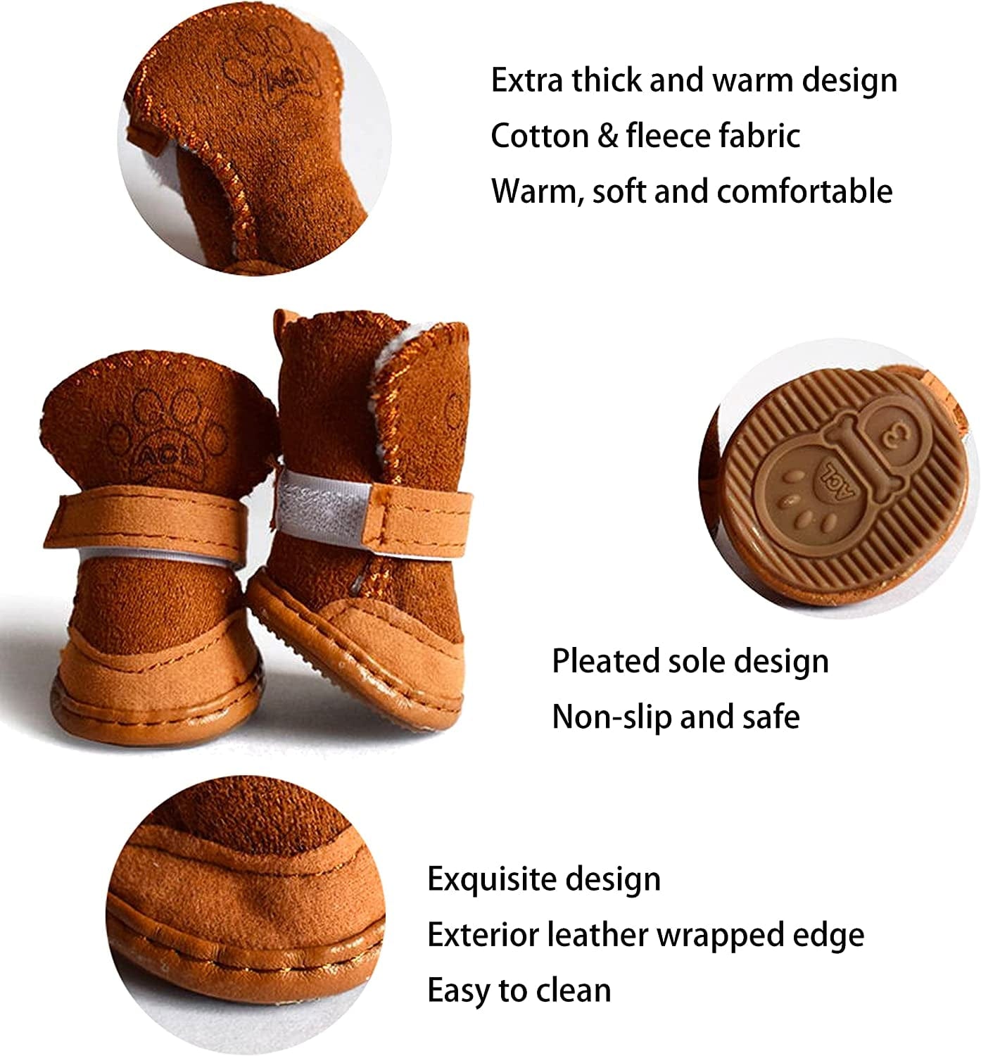 HPWFHPLF Dog Boots, Dog Shoes for Small Dogs Chihuahua, Anti-Slip Paw Protectors for Snow Winter (Brown, XS) Animals & Pet Supplies > Pet Supplies > Dog Supplies > Dog Apparel HPWFHPLF   