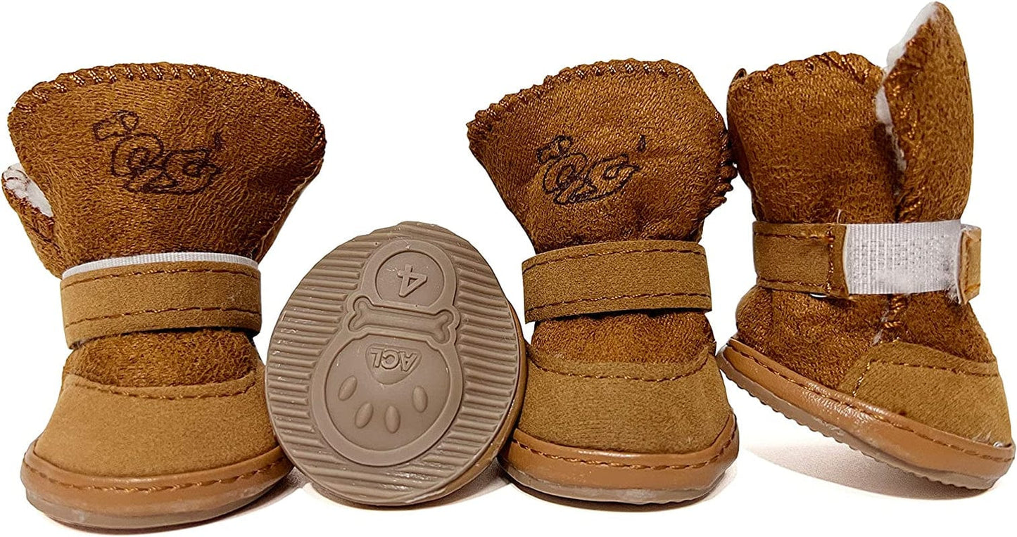 HPWFHPLF Dog Boots, Dog Shoes for Small Dogs Chihuahua, Anti-Slip Paw Protectors for Snow Winter (Brown, XS) Animals & Pet Supplies > Pet Supplies > Dog Supplies > Dog Apparel HPWFHPLF S  