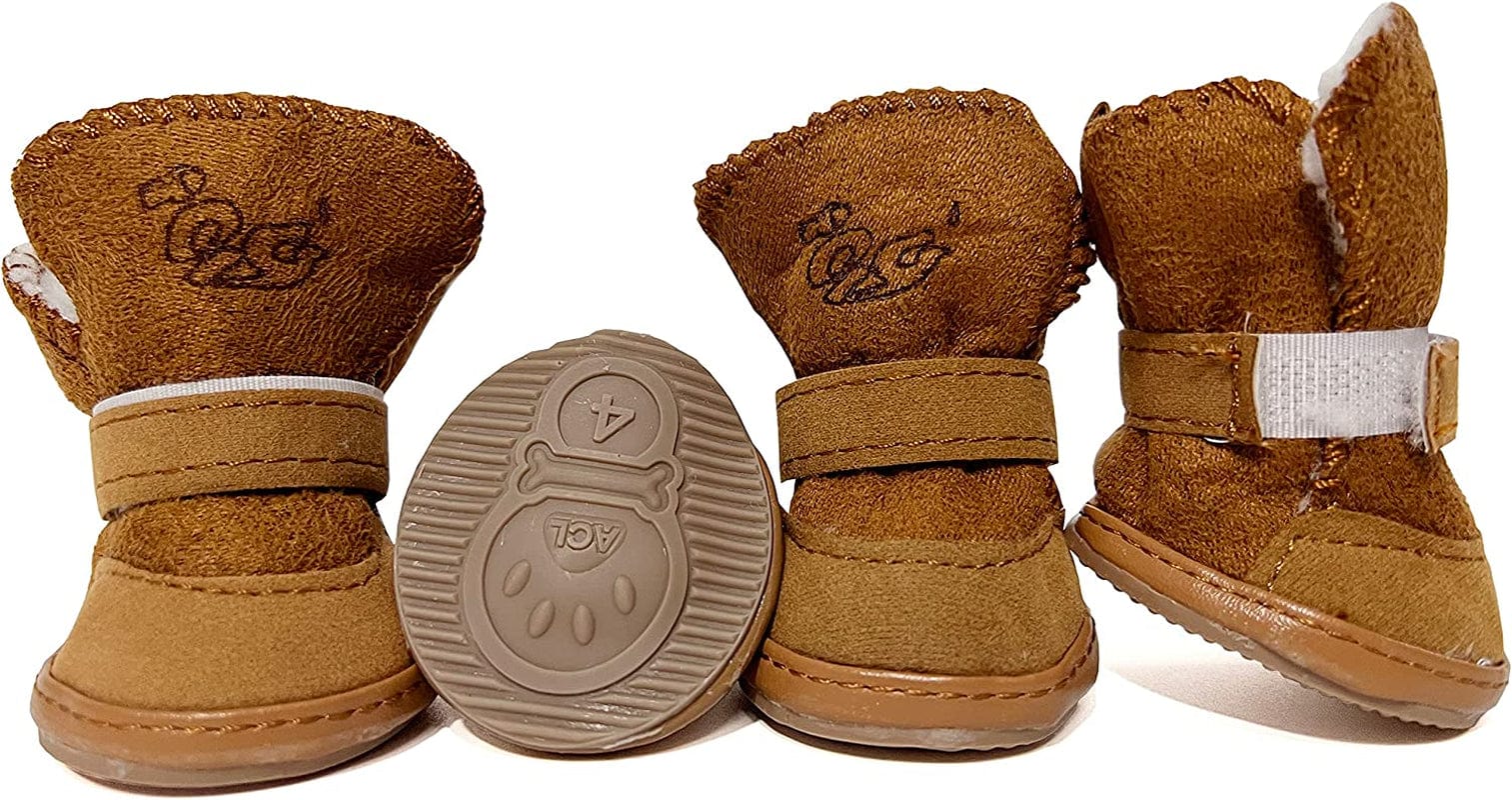 HPWFHPLF Dog Boots, Dog Shoes for Small Dogs Chihuahua, Anti-Slip Paw Protectors for Snow Winter (Brown, XS) Animals & Pet Supplies > Pet Supplies > Dog Supplies > Dog Apparel HPWFHPLF S  