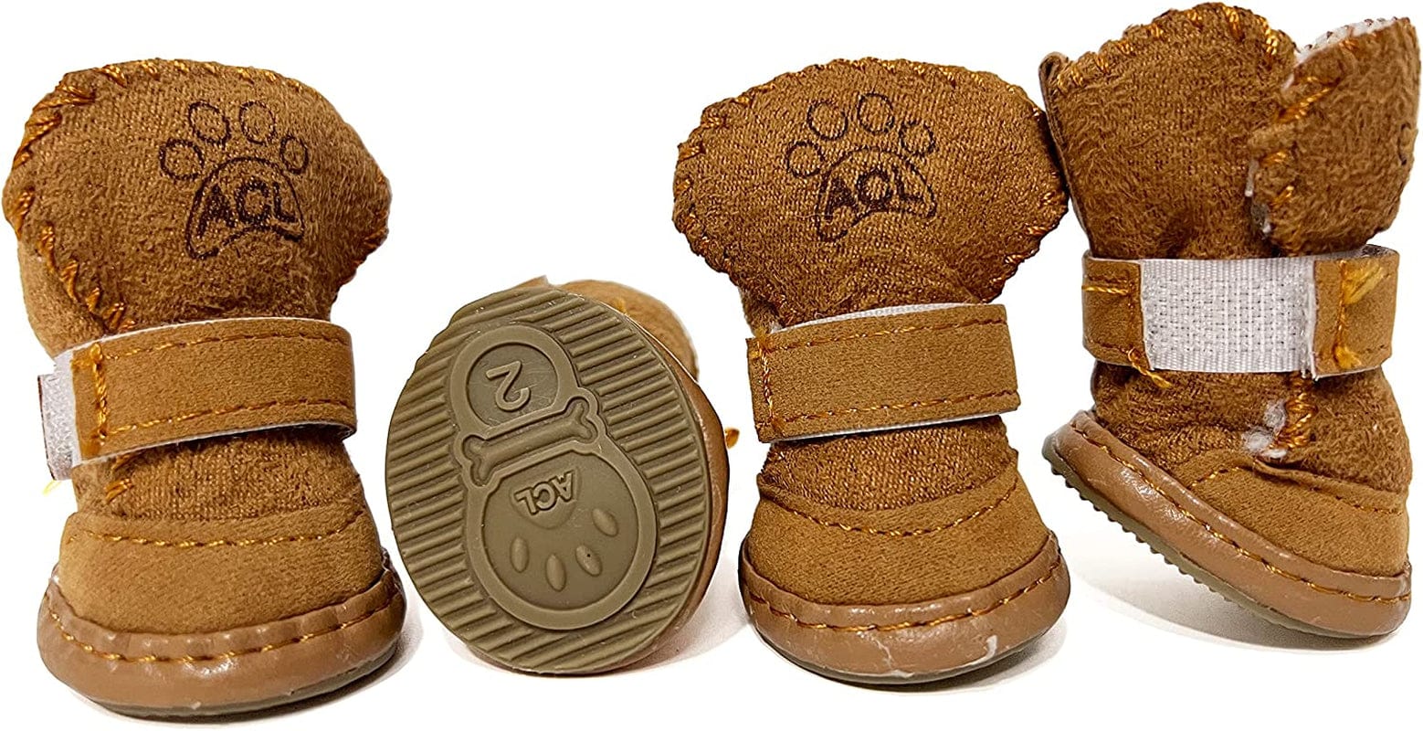 HPWFHPLF Dog Boots, Dog Shoes for Small Dogs Chihuahua, Anti-Slip Paw Protectors for Snow Winter (Brown, XS) Animals & Pet Supplies > Pet Supplies > Dog Supplies > Dog Apparel HPWFHPLF XX-Small  