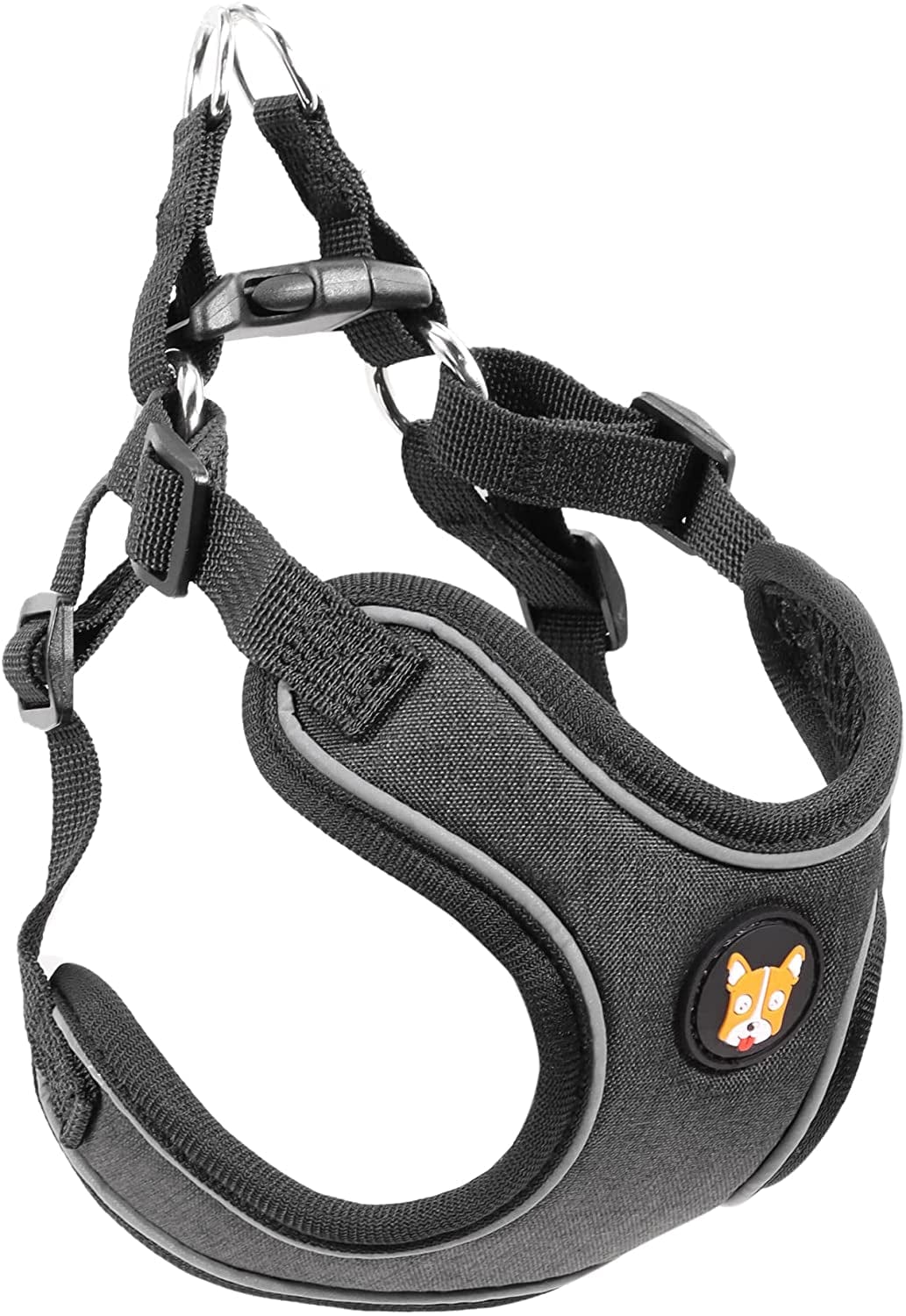 Huggiegems Adjustable Dog Harness Vest and Leash Set for Small, Medium Dogs No Pull, Step in Escape Proof Reflective Easy Walk Puppy Harness, Black, M (Comes with a Measuring Tape) Animals & Pet Supplies > Pet Supplies > Dog Supplies > Dog Apparel HuggieGems   