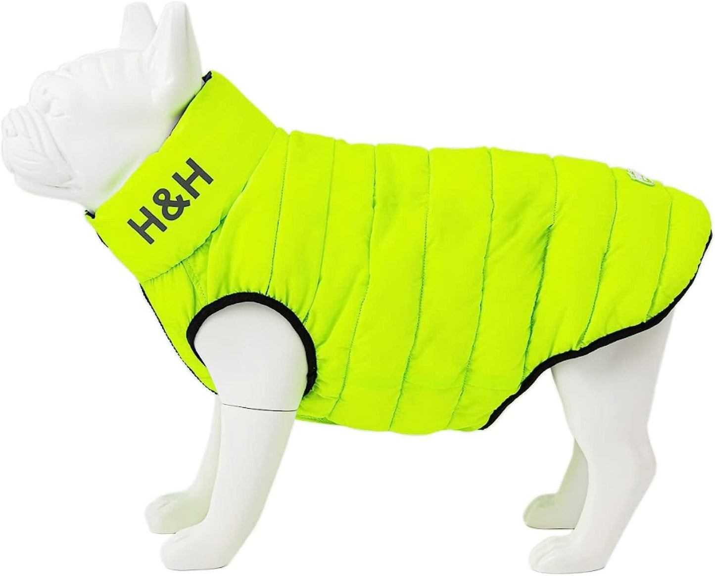 HUGO & HUDSON Dog Puffer Jacket Cold Weather Coats - Clothing & Accessories for Dogs Reversible Water Resistant Pet Coats with Collar Attachment Hole - Green & Navy - S35 Animals & Pet Supplies > Pet Supplies > Dog Supplies > Dog Apparel Hugo & Hudson Green & Navy S35 