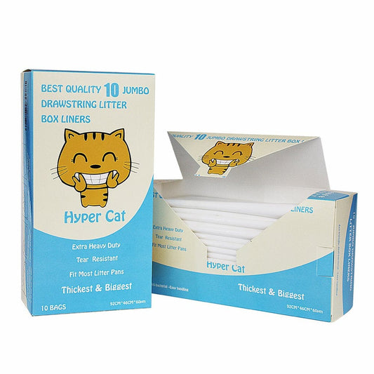 "Hyper Cat Jumbo Cat Litter Box Liners Drawstring Litter Bags for Boxes 20 Counts"