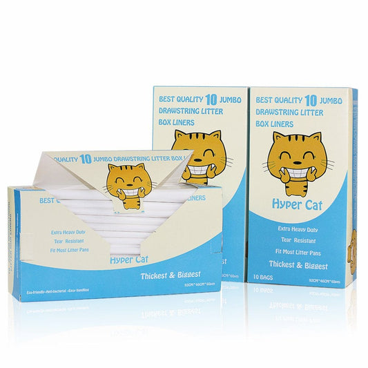 "Hyper Cat Jumbo Cat Litter Box Liners Drawstring Litter Bags for Boxes 30 Counts"