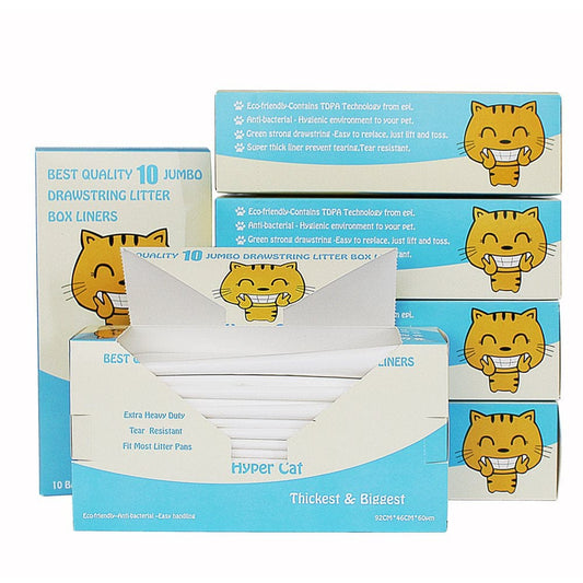 "Hyper Cat Jumbo Cat Litter Box Liners Drawstring Litter Bags for Boxes 60 Counts"