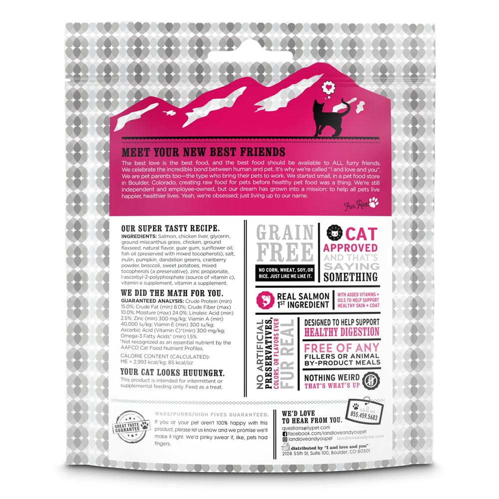 "I and Love and You" Hair Meow'T Hearties Cat Treats, Salmon Recipe, Superfoods for Healthy Skin and Coat, Soft Texture, Grain Free, Real Meat, 4Oz Bag Animals & Pet Supplies > Pet Supplies > Cat Supplies > Cat Treats "I and love and you"   
