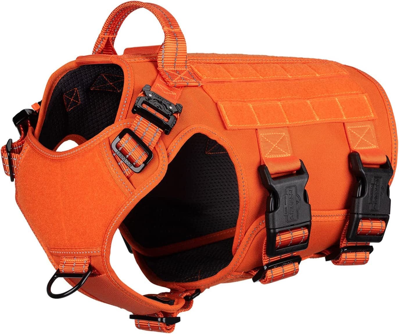 ICEFANG GN5 Tactical Dog Harness,Hook and Loop Panels,Walking Training Work Dog MOLLE Vest with Handle,No Pulling Front Leash Clip,6 X Buckle (L (Neck:18"-24" ; Chest:28"-35"), Brown) Animals & Pet Supplies > Pet Supplies > Dog Supplies > Dog Apparel Frostwolf Reflective Orange Medium (Pack of 1) 