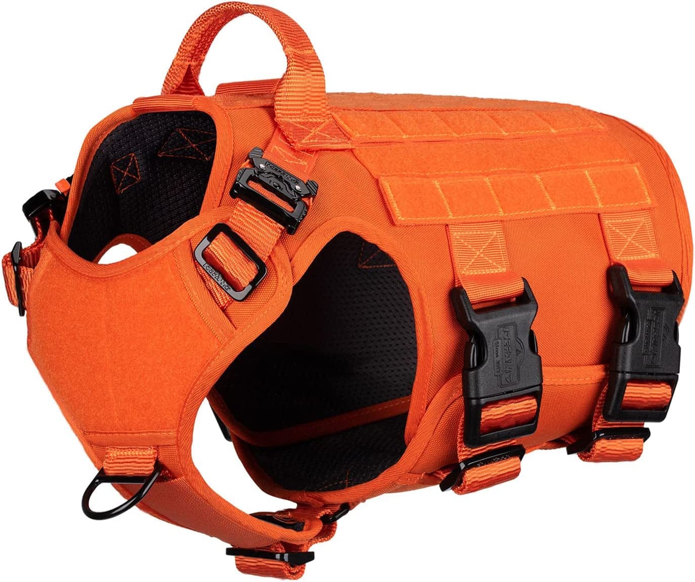 ICEFANG GN5 Tactical Dog Harness,Hook and Loop Panels,Walking Training Work Dog MOLLE Vest with Handle,No Pulling Front Leash Clip,6 X Buckle (L (Neck:18"-24" ; Chest:28"-35"), Brown) Animals & Pet Supplies > Pet Supplies > Dog Supplies > Dog Apparel Frostwolf Safety Orange Medium (Pack of 1) 