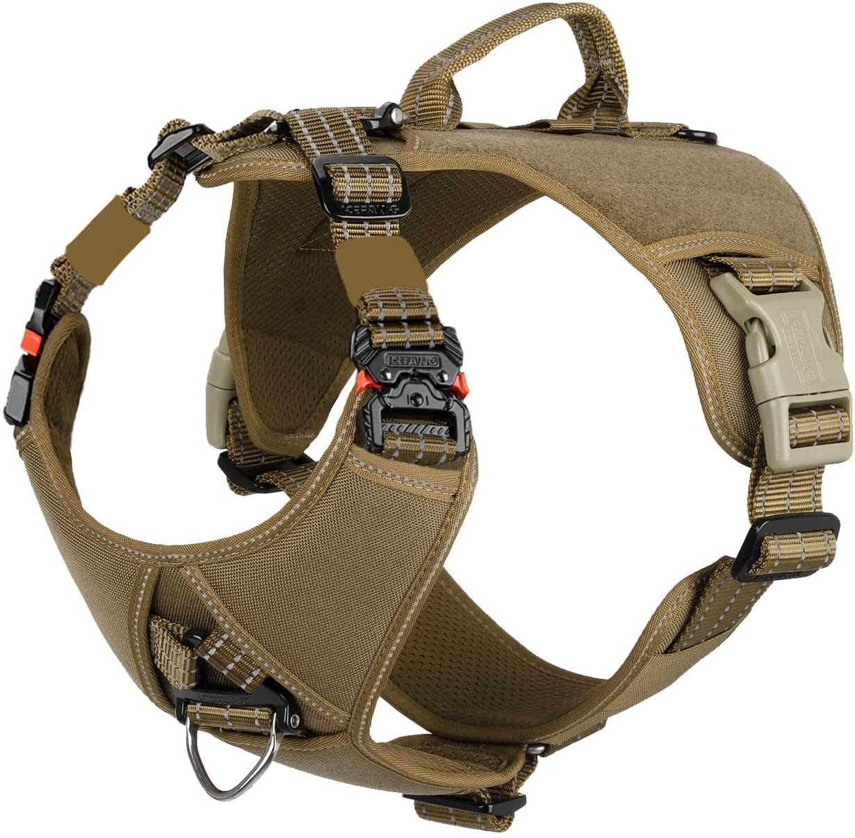 ICEFANG GN8 Quick-Moving Tactical Dog Harness with Handle ,Reflective Pet Vest,No-Pull Front Lead ,5-Points Adjustable,Hook and Loop Panel for Patch (Medium (Pack of 1), Elite Black) Animals & Pet Supplies > Pet Supplies > Dog Supplies > Dog Apparel Frostwolf Coyote Brown Medium (Pack of 1) 