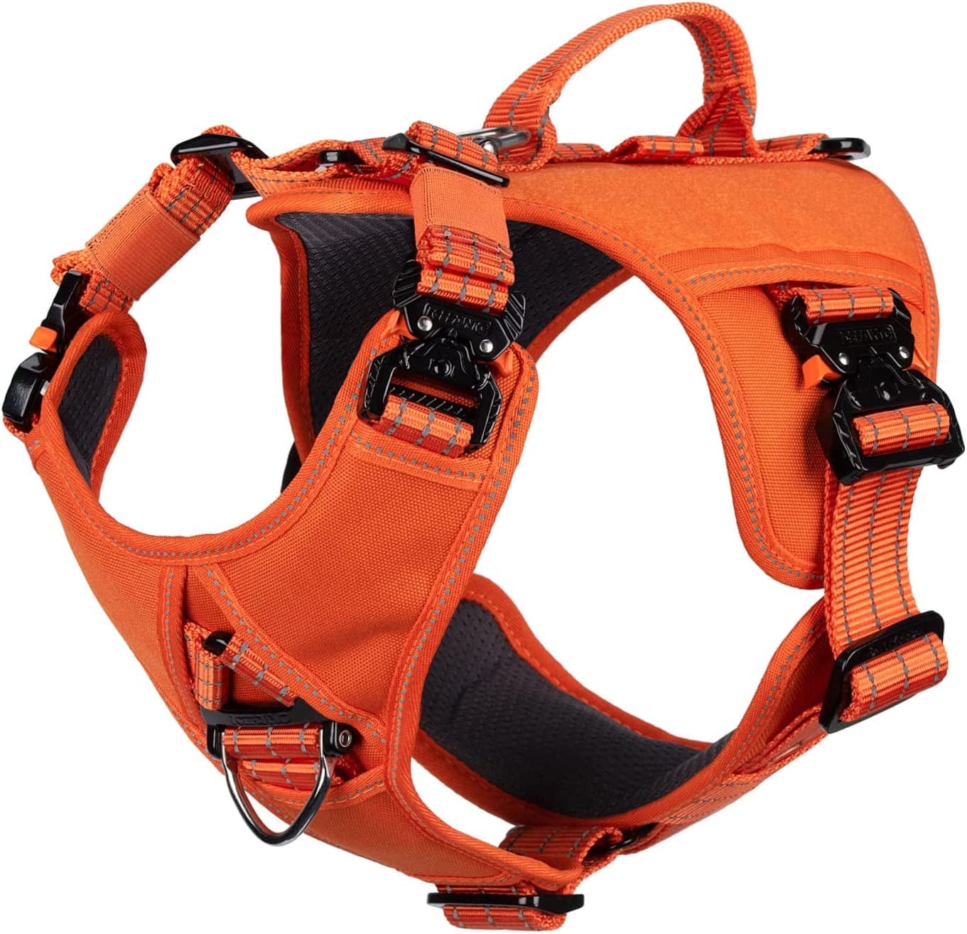 ICEFANG GN8 Quick-Moving Tactical Dog Harness with Handle ,Reflective Pet Vest,No-Pull Front Lead ,5-Points Adjustable,Hook and Loop Panel for Patch (Medium (Pack of 1), Elite Black) Animals & Pet Supplies > Pet Supplies > Dog Supplies > Dog Apparel Frostwolf Elite Orange Medium (Pack of 1) 