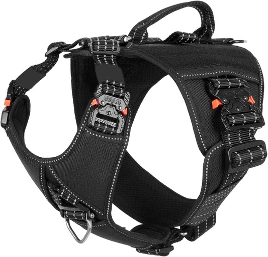 ICEFANG GN8 Quick-Moving Tactical Dog Harness with Handle ,Reflective Pet Vest,No-Pull Front Lead ,5-Points Adjustable,Hook and Loop Panel for Patch (Medium (Pack of 1), Elite Black) Animals & Pet Supplies > Pet Supplies > Dog Supplies > Dog Apparel Frostwolf Elite Black Medium (Pack of 1) 