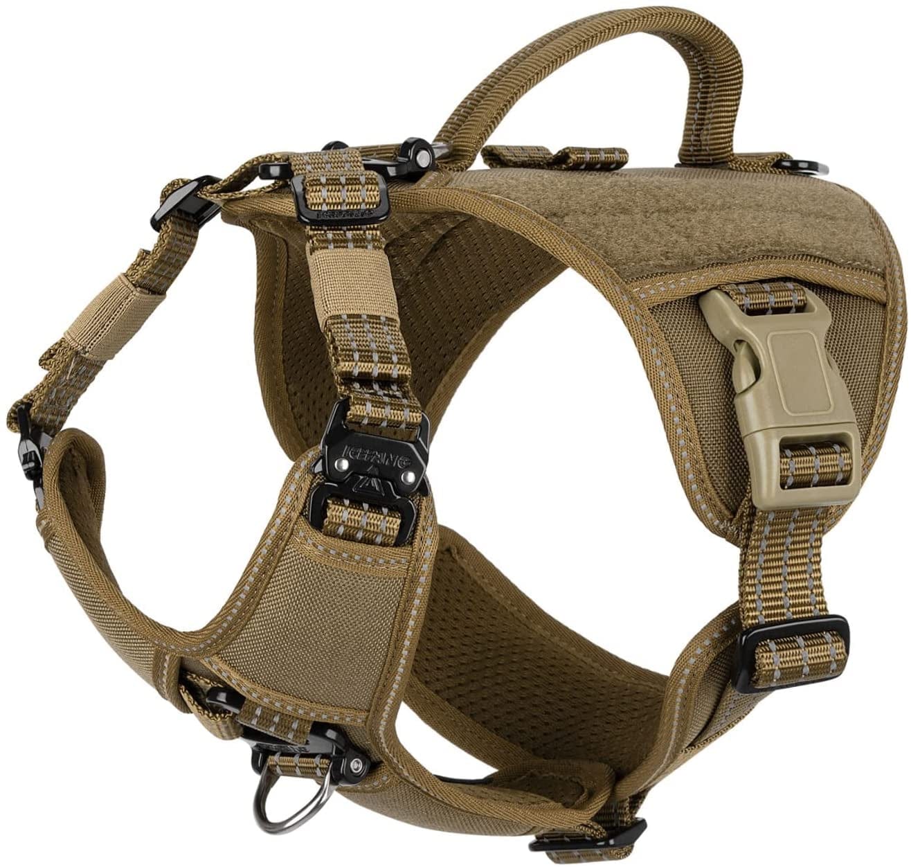 ICEFANG GN8 Quick-Moving Tactical Dog Harness with Handle ,Reflective Pet Vest,No-Pull Front Lead ,5-Points Adjustable,Hook and Loop Panel for Patch (Medium (Pack of 1), Elite Black) Animals & Pet Supplies > Pet Supplies > Dog Supplies > Dog Apparel Frostwolf Coyote Brown Small (Pack of 1) 