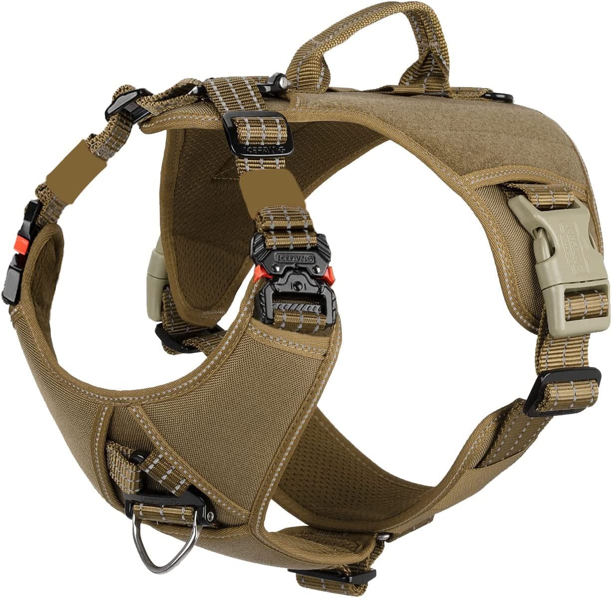 ICEFANG GN8 Quick-Moving Tactical Dog Harness with Handle ,Reflective Pet Vest,No-Pull Front Lead ,5-Points Adjustable,Hook and Loop Panel for Patch (Medium (Pack of 1), Elite Black) Animals & Pet Supplies > Pet Supplies > Dog Supplies > Dog Apparel Frostwolf Coyote Brown Large (Pack of 1) 