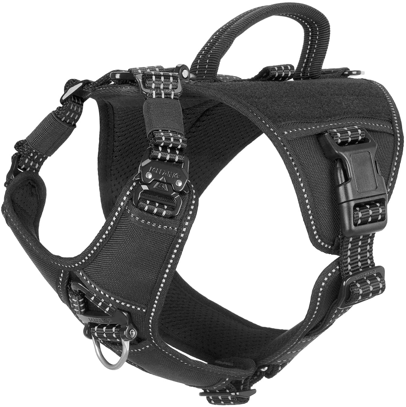 ICEFANG GN8 Quick-Moving Tactical Dog Harness with Handle ,Reflective Pet Vest,No-Pull Front Lead ,5-Points Adjustable,Hook and Loop Panel for Patch (Medium (Pack of 1), Elite Black) Animals & Pet Supplies > Pet Supplies > Dog Supplies > Dog Apparel Frostwolf Black Small (Pack of 1) 