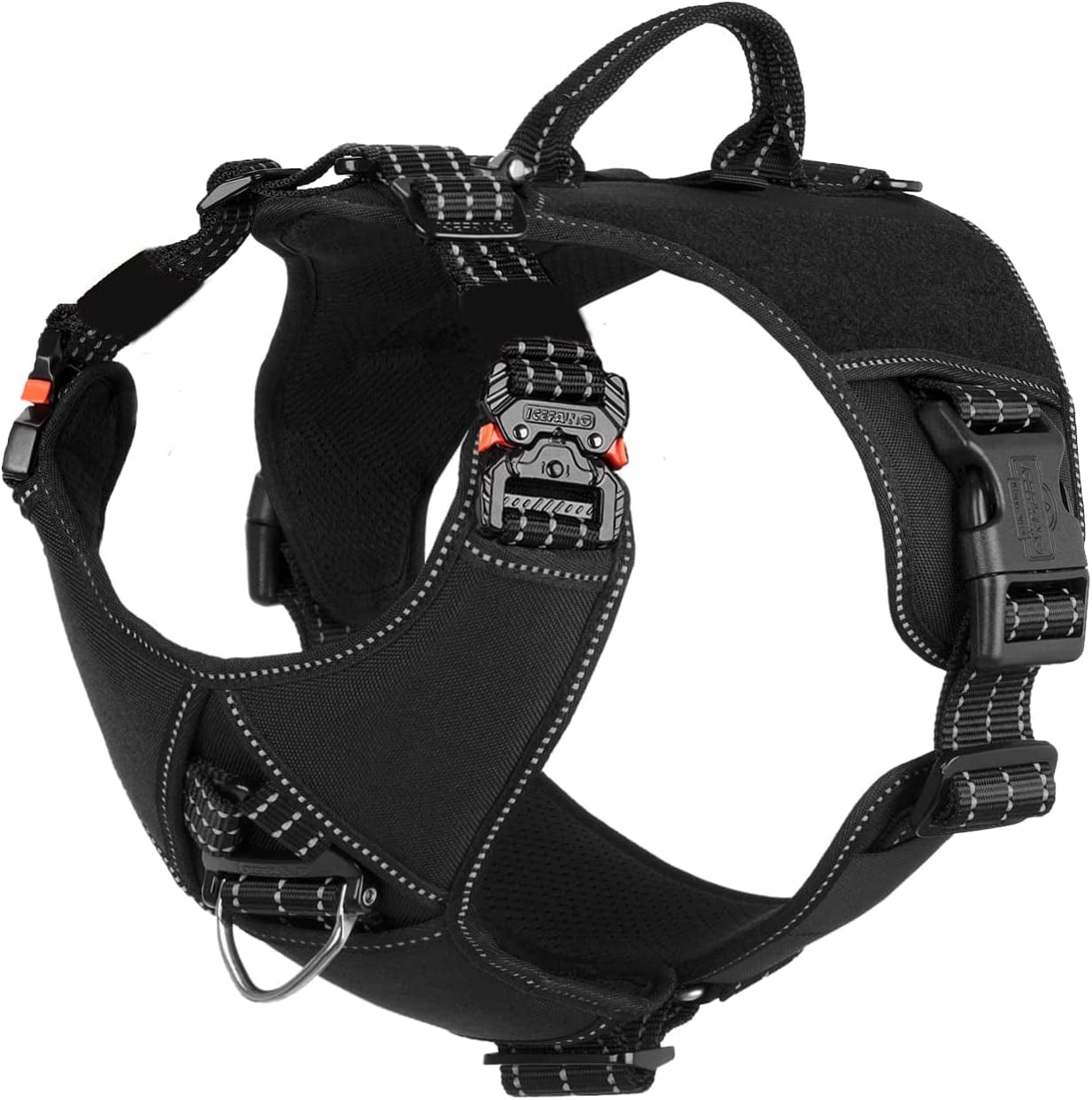 ICEFANG GN8 Quick-Moving Tactical Dog Harness with Handle ,Reflective Pet Vest,No-Pull Front Lead ,5-Points Adjustable,Hook and Loop Panel for Patch (Medium (Pack of 1), Elite Black) Animals & Pet Supplies > Pet Supplies > Dog Supplies > Dog Apparel Frostwolf Black Medium (Pack of 1) 