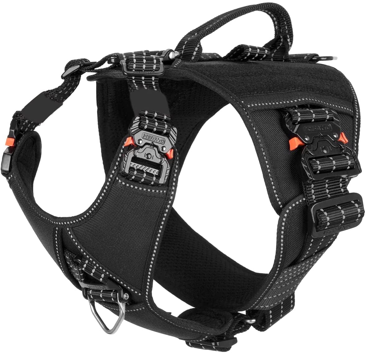 ICEFANG GN8 Quick-Moving Tactical Dog Harness with Handle ,Reflective Pet Vest,No-Pull Front Lead ,5-Points Adjustable,Hook and Loop Panel for Patch (Medium (Pack of 1), Elite Black) Animals & Pet Supplies > Pet Supplies > Dog Supplies > Dog Apparel Frostwolf Elite Black Large (Pack of 1) 