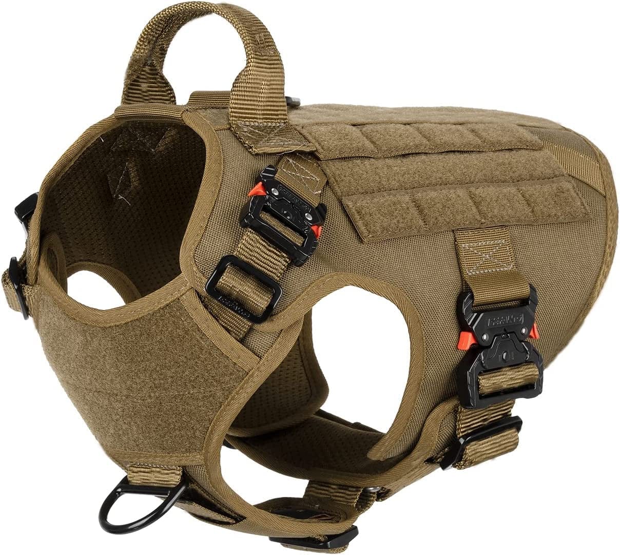 ICEFANG Tactical Dog Harness with 4X Metal Buckle,Dog MOLLE Vest with Handle,No Pulling Front Clip ,Hook and Loop Panel for Walking Training Hiking (Large (Pack of 1), Reflective Brown) Animals & Pet Supplies > Pet Supplies > Dog Supplies > Dog Apparel ICEFANG Coyote Brown Medium (Pack of 1) 