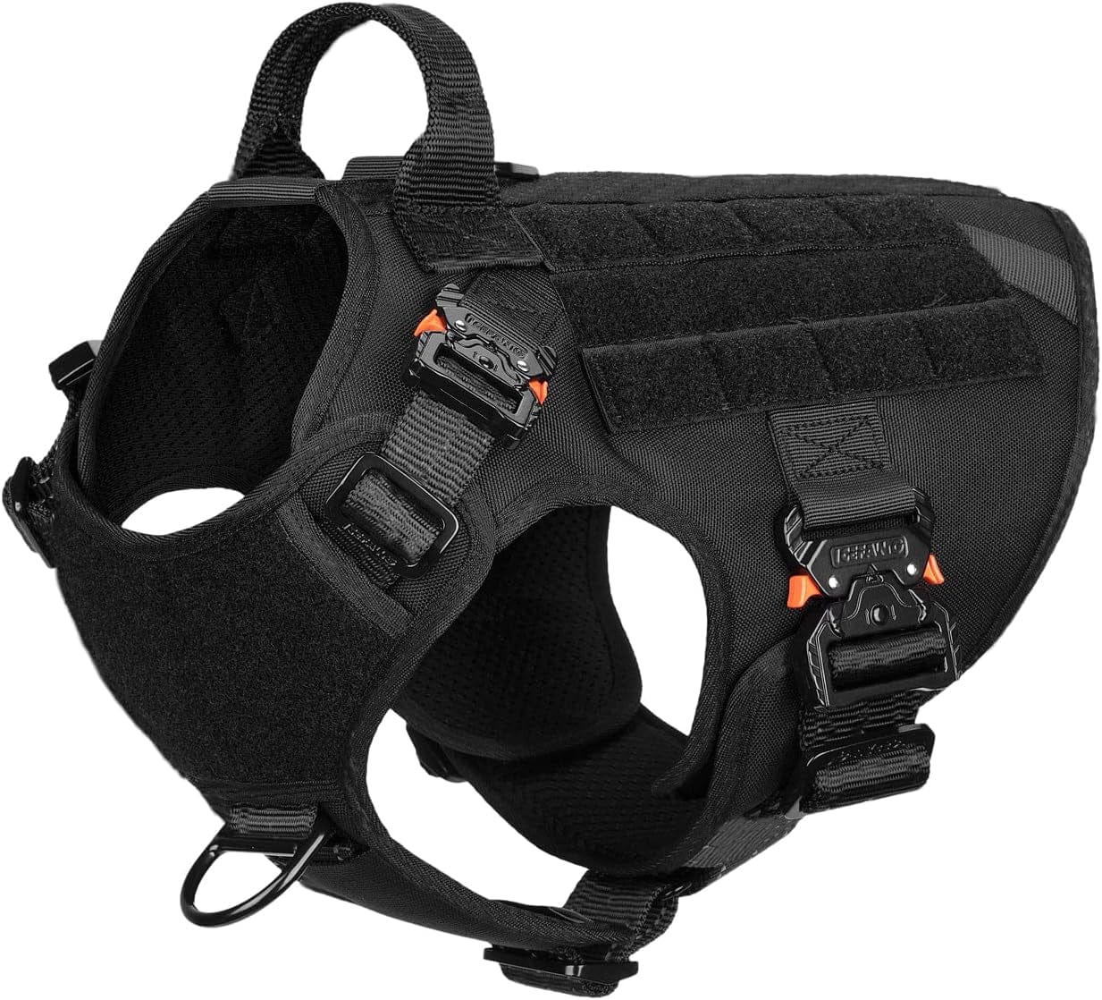 ICEFANG Tactical Dog Harness with 4X Metal Buckle,Dog MOLLE Vest with Handle,No Pulling Front Clip ,Hook and Loop Panel for Walking Training Hiking (Large (Pack of 1), Reflective Brown) Animals & Pet Supplies > Pet Supplies > Dog Supplies > Dog Apparel ICEFANG Black Medium (Pack of 1) 