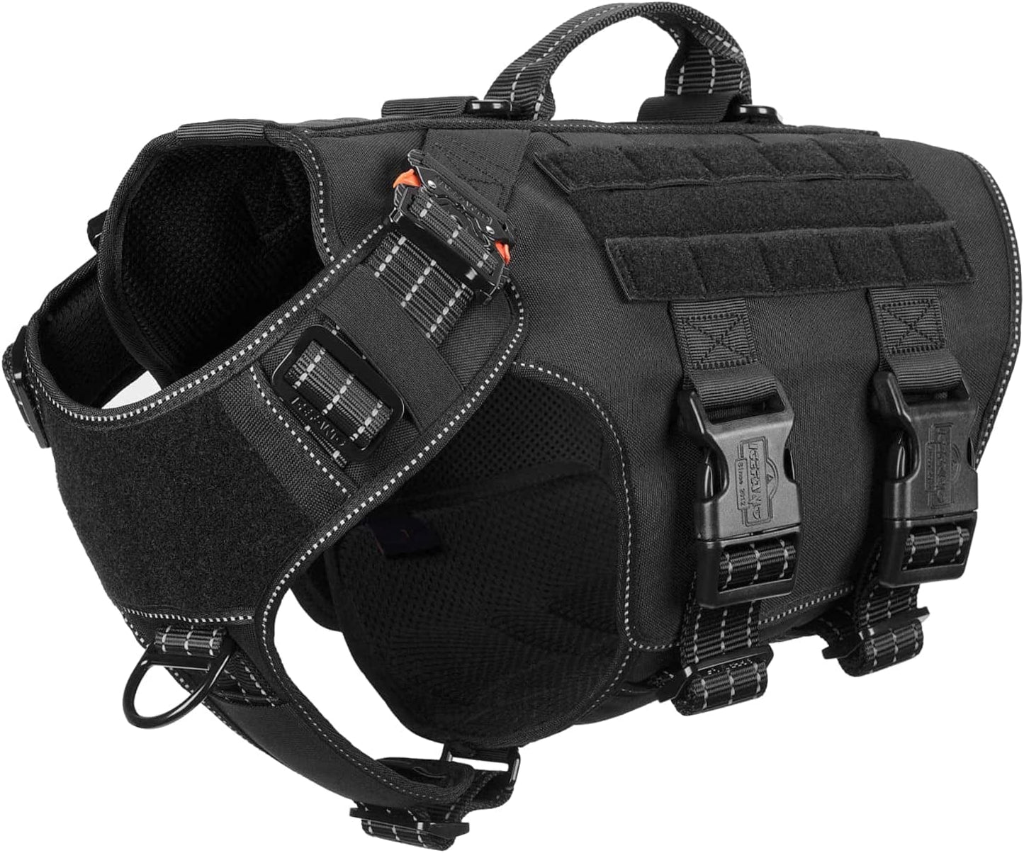 ICEFANG Tactical Dog Operation Harness with 6X Buckle,Dog Molle Vest with Handle,3/4 Body Coverage,Hook and Loop Panel for ID Patch,No Pulling Front Clip (L (28"-35" Girth), Coyote Brown) Animals & Pet Supplies > Pet Supplies > Dog Supplies > Dog Apparel frostwolf Reflective Black X-Large (Pack of 1) 