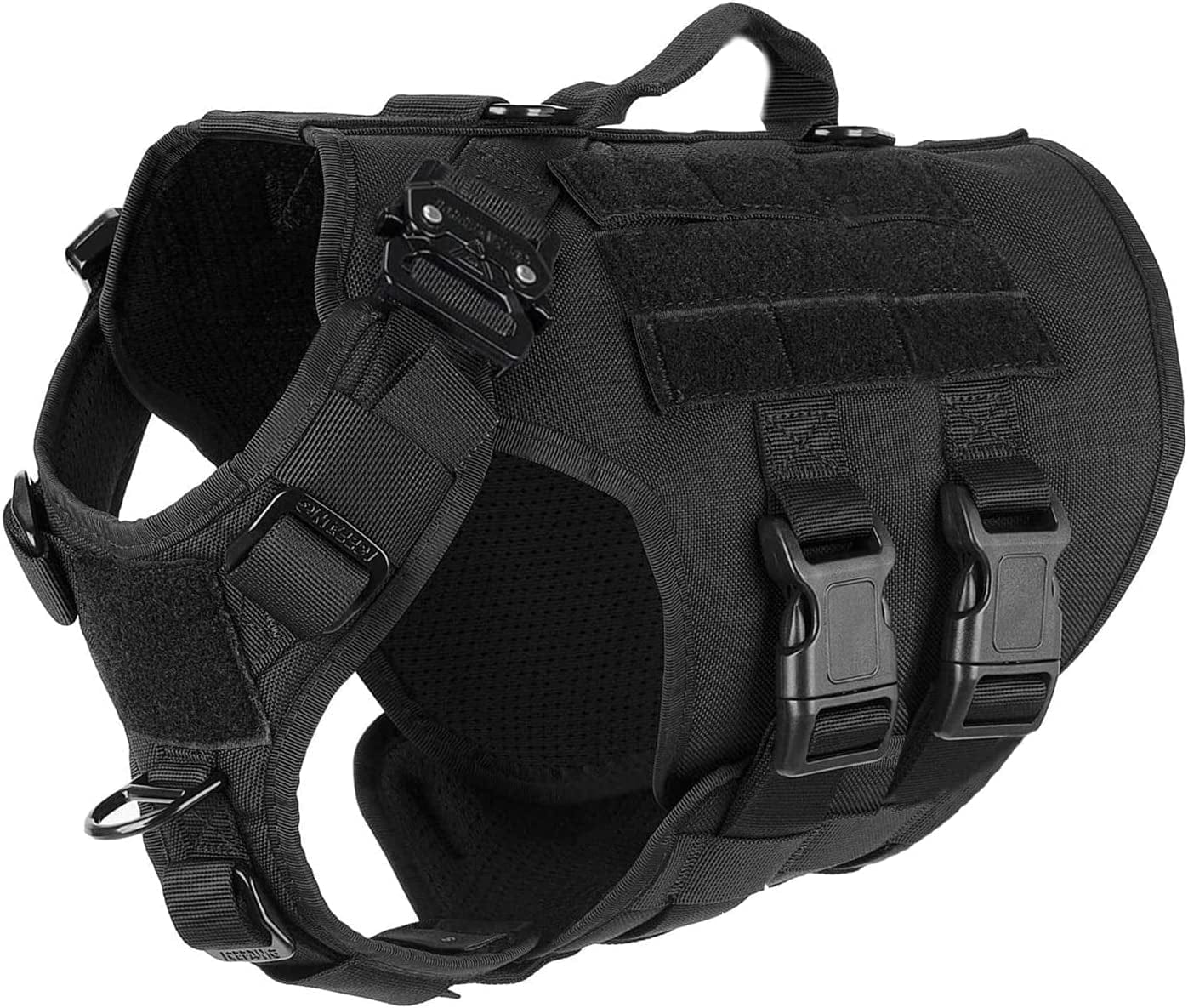 ICEFANG Tactical Dog Operation Harness with 6X Buckle,Dog Molle Vest with Handle,3/4 Body Coverage,Hook and Loop Panel for ID Patch,No Pulling Front Clip (L (28"-35" Girth), Coyote Brown) Animals & Pet Supplies > Pet Supplies > Dog Supplies > Dog Apparel frostwolf Black X-Small (Pack of 1) 