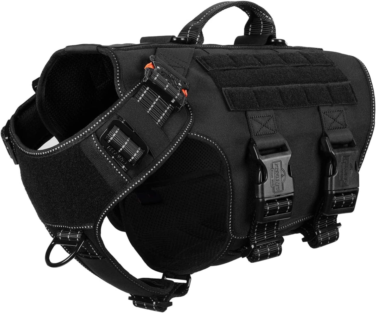 ICEFANG Tactical Dog Operation Harness with 6X Buckle,Dog Molle Vest with Handle,3/4 Body Coverage,Hook and Loop Panel for ID Patch,No Pulling Front Clip (L (28"-35" Girth), Coyote Brown) Animals & Pet Supplies > Pet Supplies > Dog Supplies > Dog Apparel frostwolf Reflective Black Large (Pack of 1) 