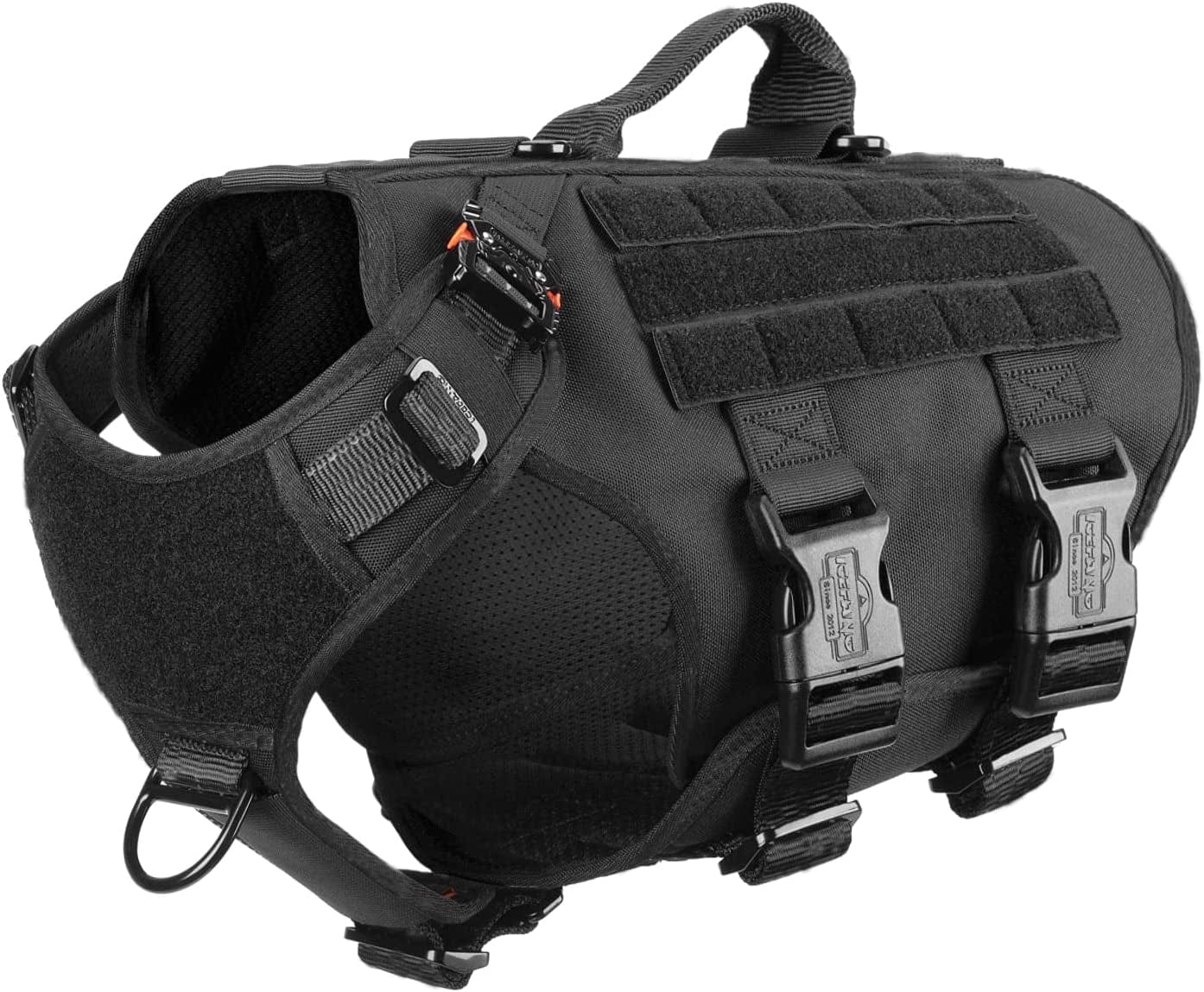 ICEFANG Tactical Dog Operation Harness with 6X Buckle,Dog Molle Vest with Handle,3/4 Body Coverage,Hook and Loop Panel for ID Patch,No Pulling Front Clip (L (28"-35" Girth), Coyote Brown) Animals & Pet Supplies > Pet Supplies > Dog Supplies > Dog Apparel frostwolf Black Medium (Pack of 1) 