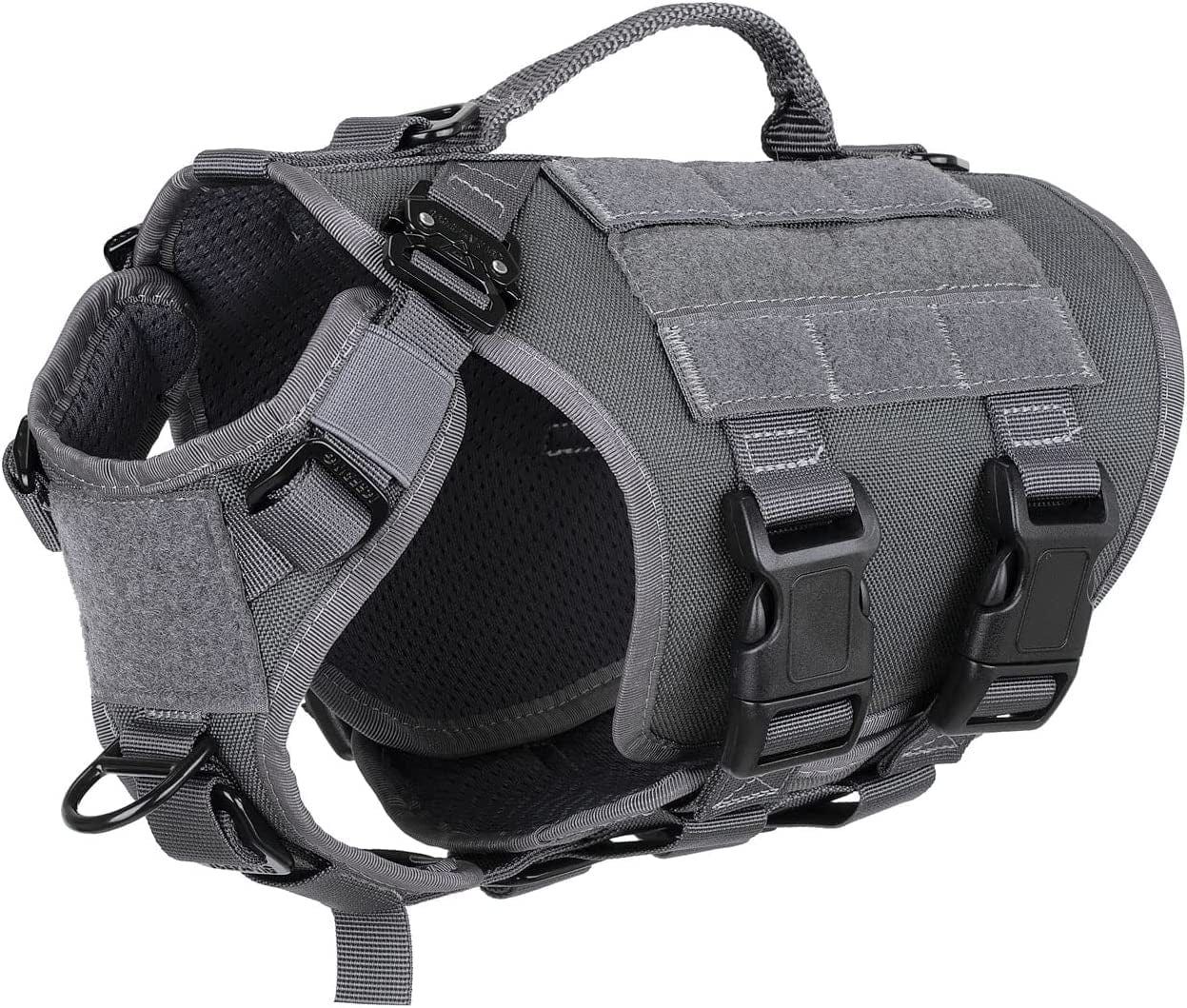 ICEFANG Tactical Dog Operation Harness with 6X Buckle,Dog Molle Vest with Handle,3/4 Body Coverage,Hook and Loop Panel for ID Patch,No Pulling Front Clip (L (28"-35" Girth), Coyote Brown) Animals & Pet Supplies > Pet Supplies > Dog Supplies > Dog Apparel frostwolf Wolf Gray X-Small (Pack of 1) 