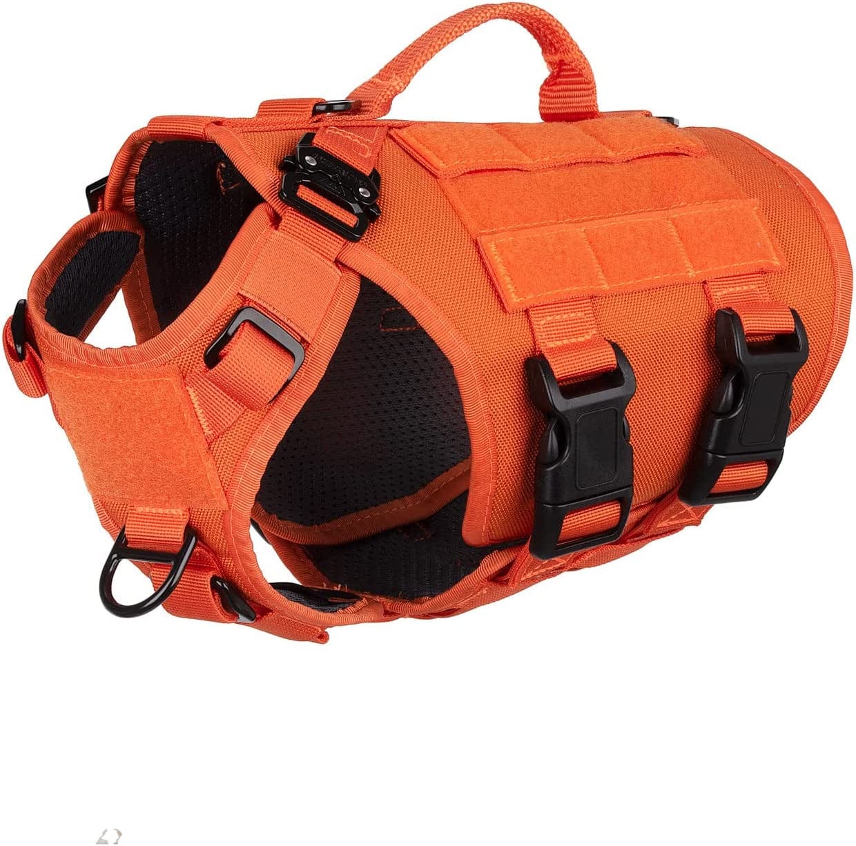 ICEFANG Tactical Dog Operation Harness with 6X Buckle,Dog Molle Vest with Handle,3/4 Body Coverage,Hook and Loop Panel for ID Patch,No Pulling Front Clip (L (28"-35" Girth), Coyote Brown) Animals & Pet Supplies > Pet Supplies > Dog Supplies > Dog Apparel frostwolf Safety Orange X-Small (Pack of 1) 